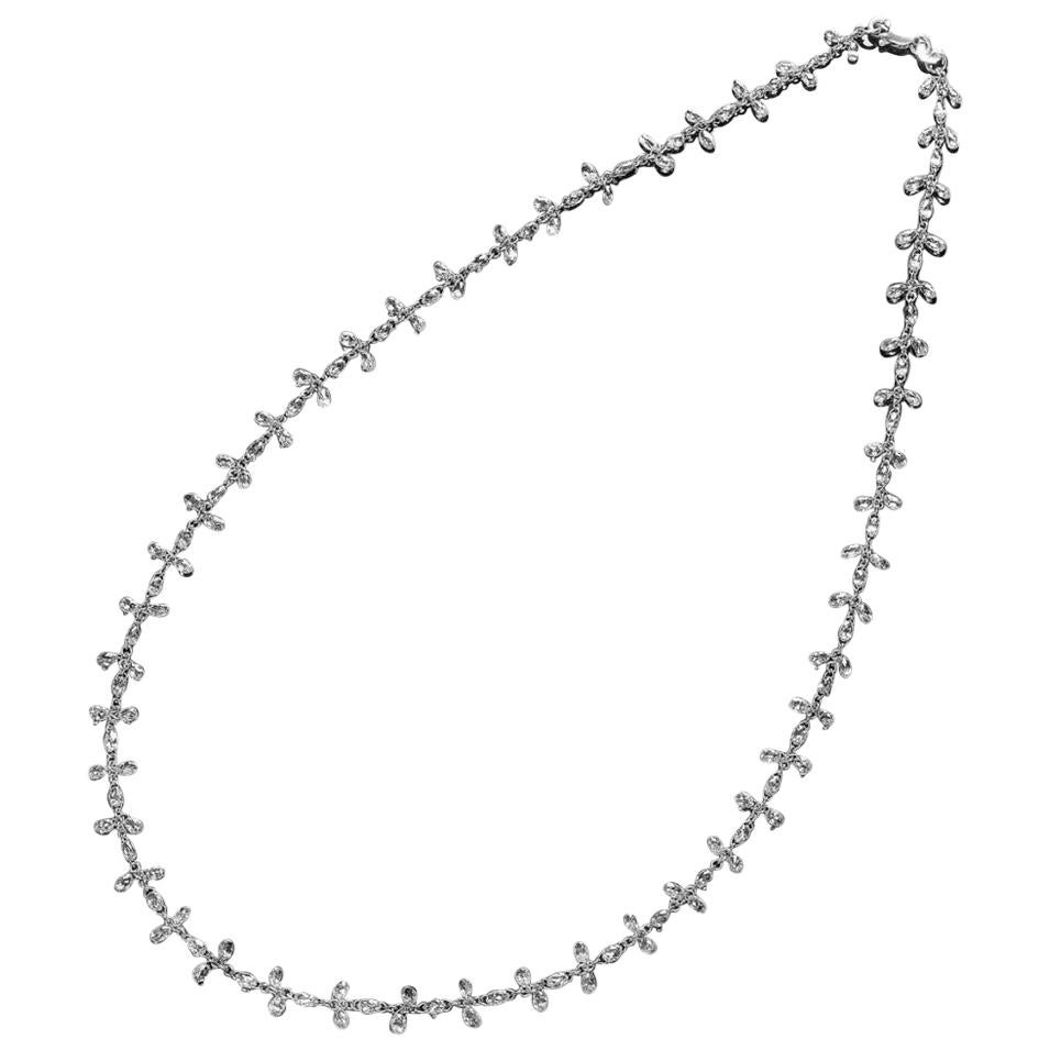 PANIM  Diamond Briolette 100 cts Floral link 18k White Gold Necklace For Sale