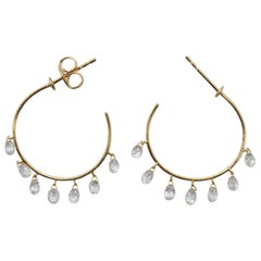 PANIM Boucles d'oreilles créolette en or jaune 18 carats avec diamants de 2,84 carats