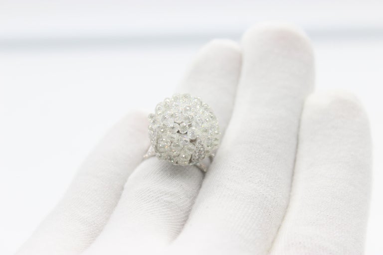 Panim Diamond Briolette 18K White Gold Cluster Ring For Sale at 1stDibs