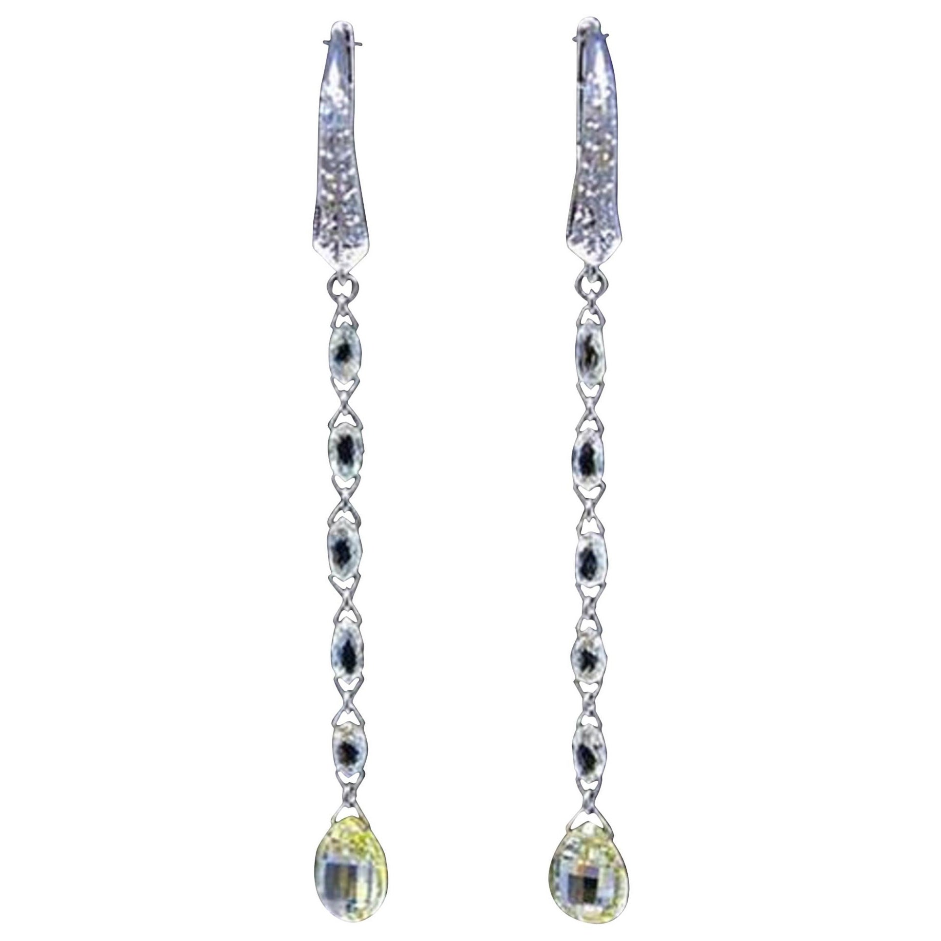 PANIM Orecchini a goccia mono in oro bianco 18 carati con diamante a brioletta