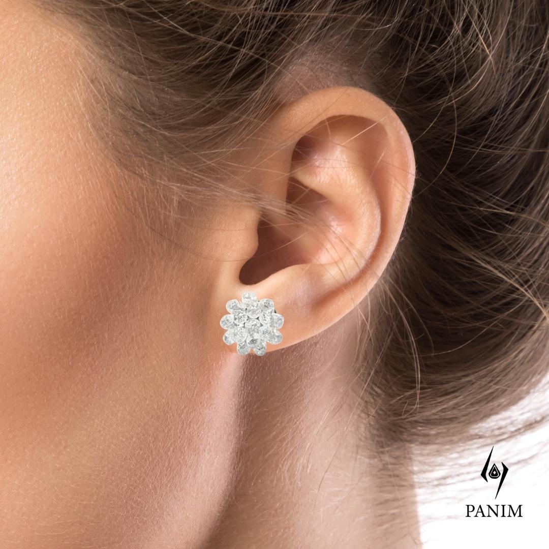 Modern PANIM Diamond Briolette 18k White Gold Stud Earrings For Sale
