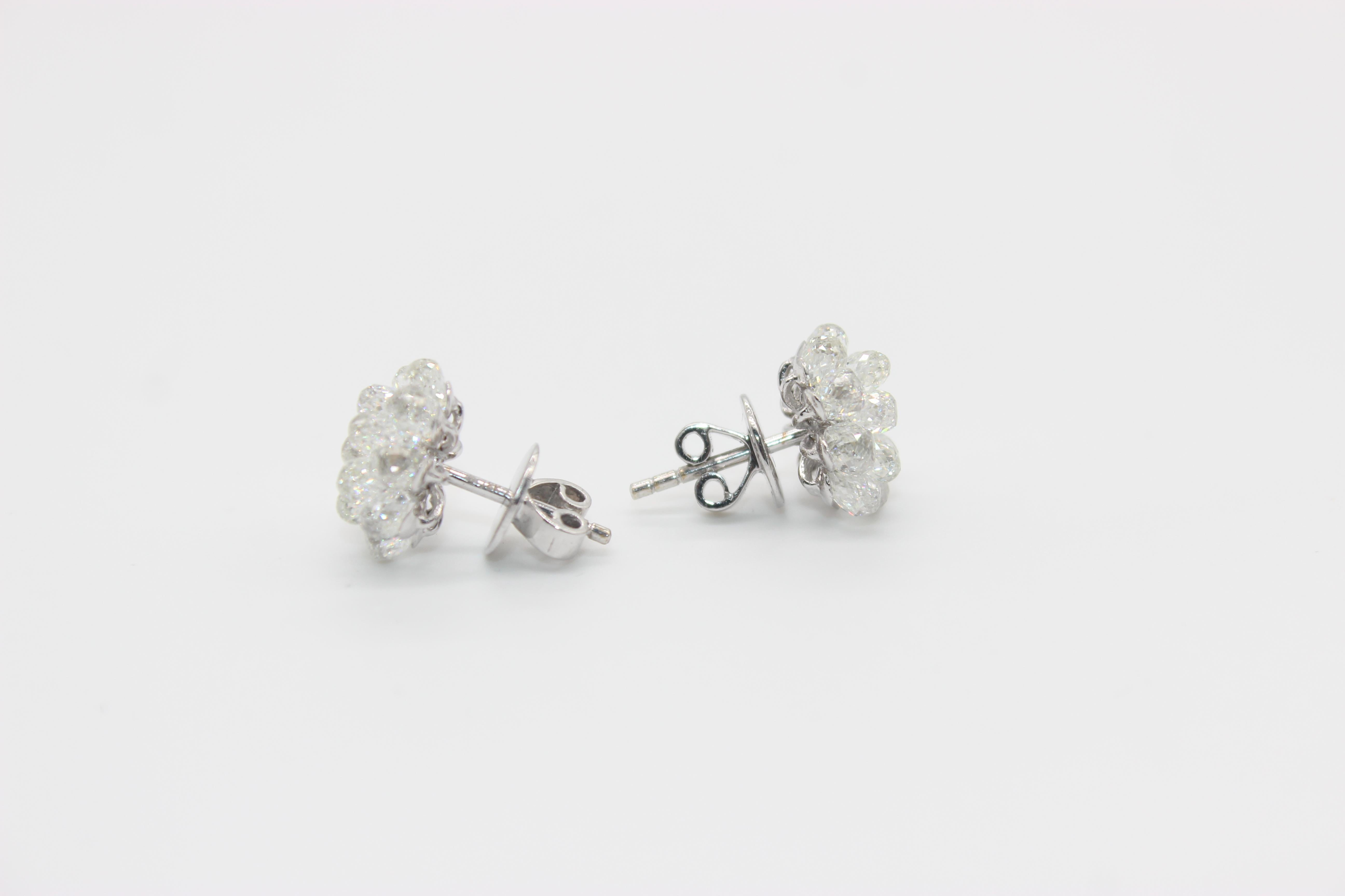 Women's PANIM Diamond Briolette 18k White Gold Stud Earrings For Sale