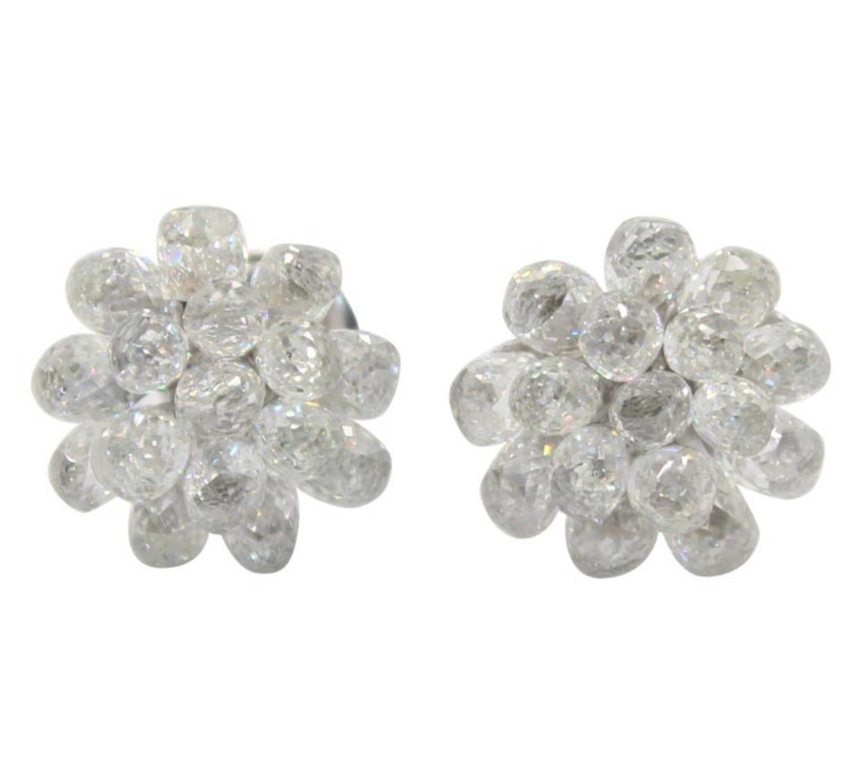 PANIM Diamond Briolette 18k White Gold Stud Earrings For Sale 2