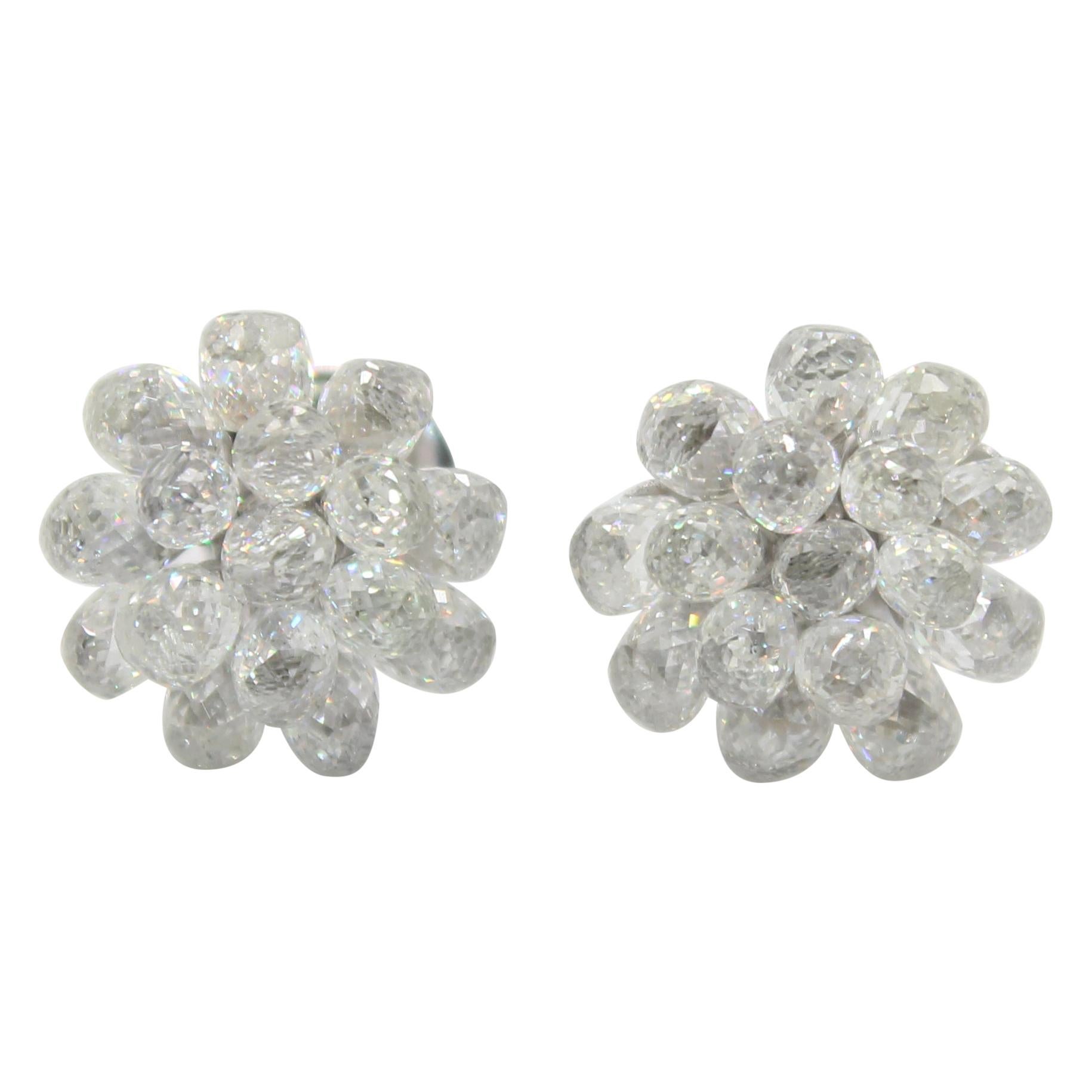 PANIM Diamond Briolette 18k White Gold Stud Earrings For Sale