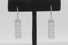 Panim Diamond Briolette 18k White Gold Tassel Earrings