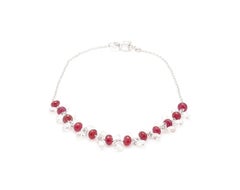 PANIM Diamond Briolette and Ruby 18k White Gold Dangling Bracelet
