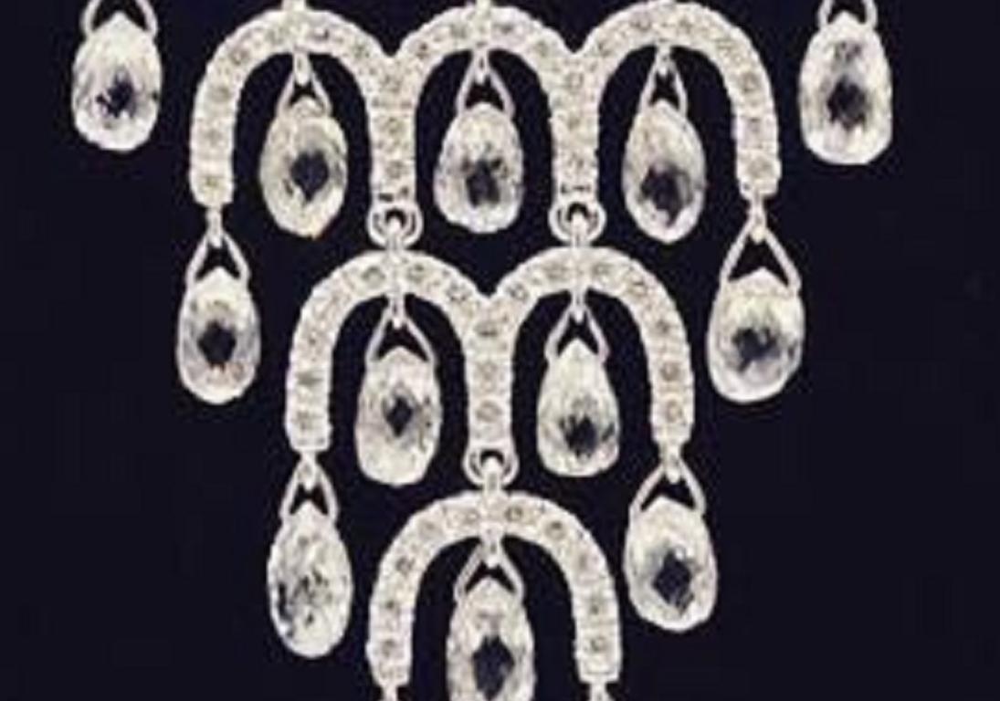 Modern PANIM Diamond Briolette Chandelier 18K White Gold Chandelier Earrings For Sale