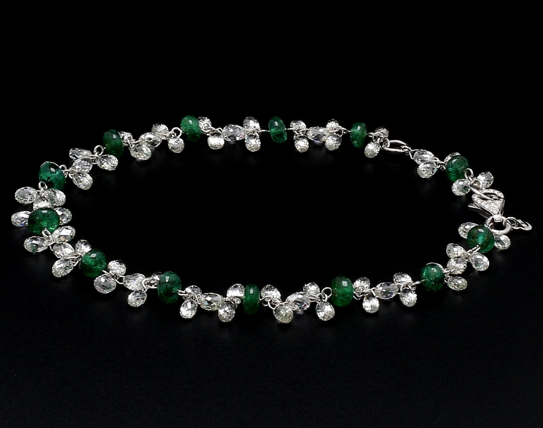 PANIM Diamond Briolette & Emerald 18K White Gold Dangling Bracelet

Bracelets are worn to enhance the look. Women love to look good. Women often wear exquisite gold bracelets on their wrists, and this is quite usual. Every woman should own a diamond