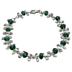 PANIM  Diamond Briolette & Emerald 18K White Gold Dangling Bracelet