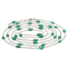PANIM Diamond Briolette & Emerald Necklace in 18K White Gold