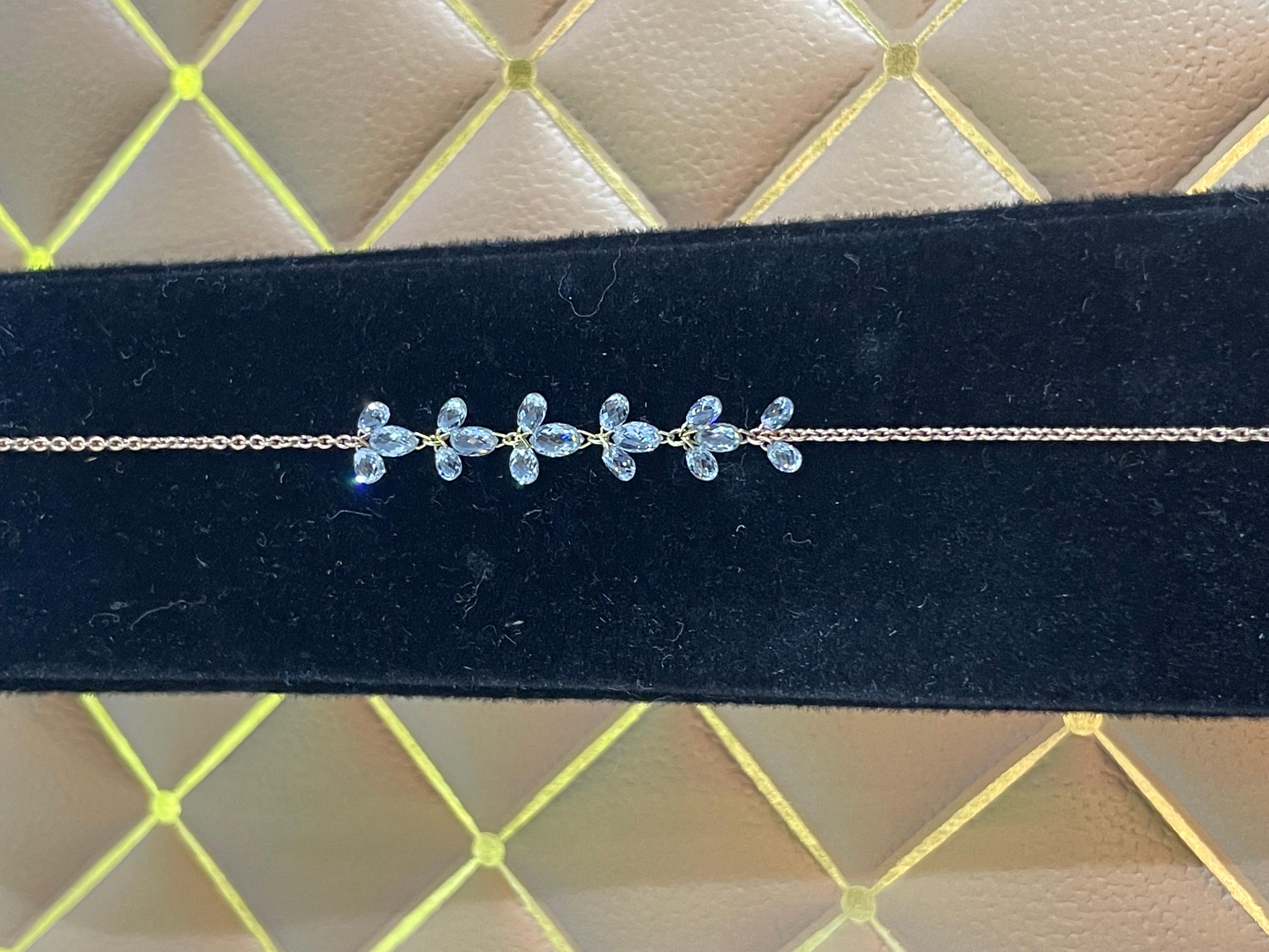 Briolette Cut PANIM Diamond Briolette Floral Bracelet in 18K Rose Gold For Sale