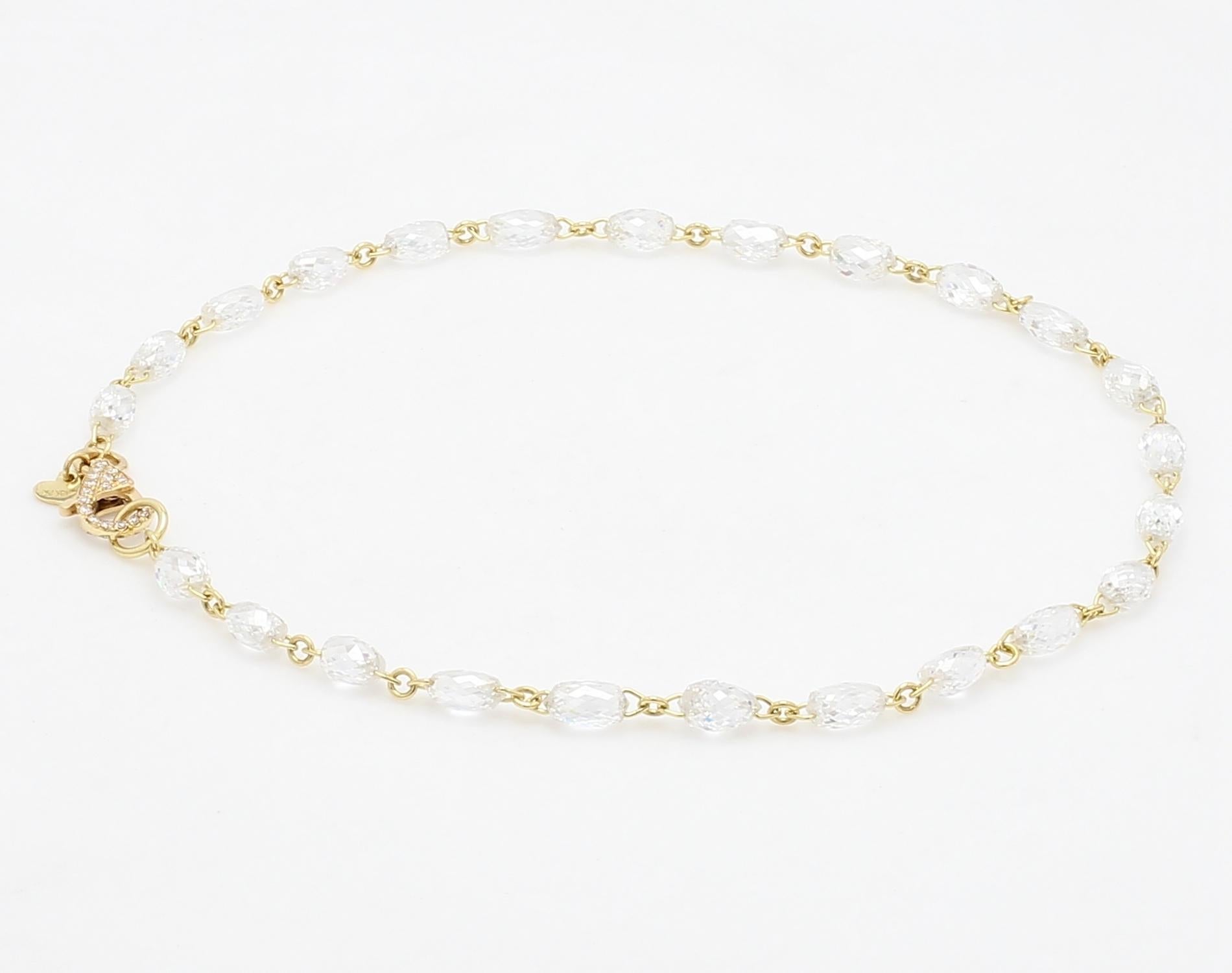 PANIM Diamond Briolette Link Chain 18 Karat Yellow Gold Bracelet For Sale 4