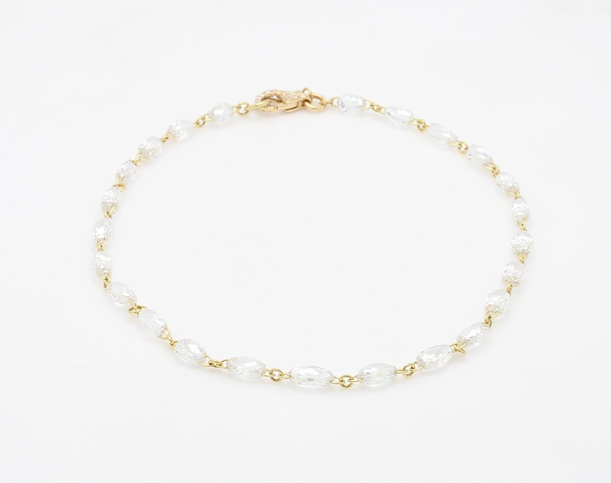 PANIM Diamond Briolette Link Chain 18 Karat Yellow Gold Bracelet For Sale 5