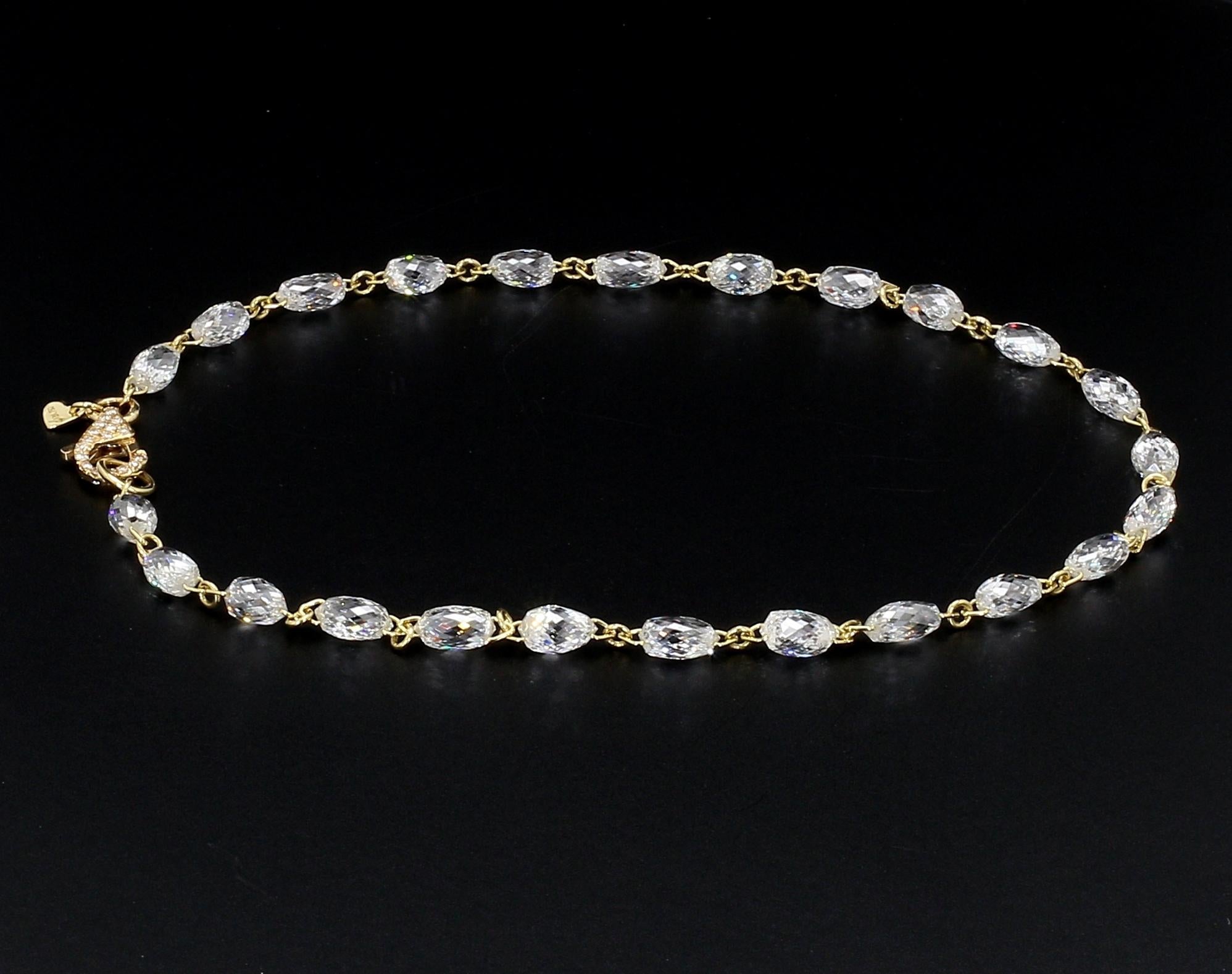 Briolette Cut PANIM Diamond Briolette Link Chain 18 Karat Yellow Gold Bracelet For Sale