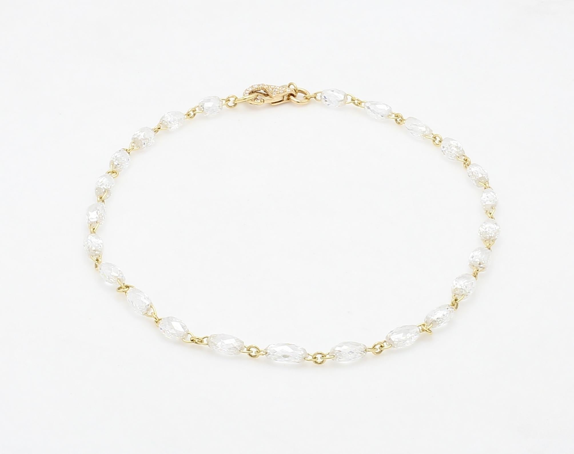 PANIM Diamond Briolette Link Chain 18 Karat Yellow Gold Bracelet For Sale 1