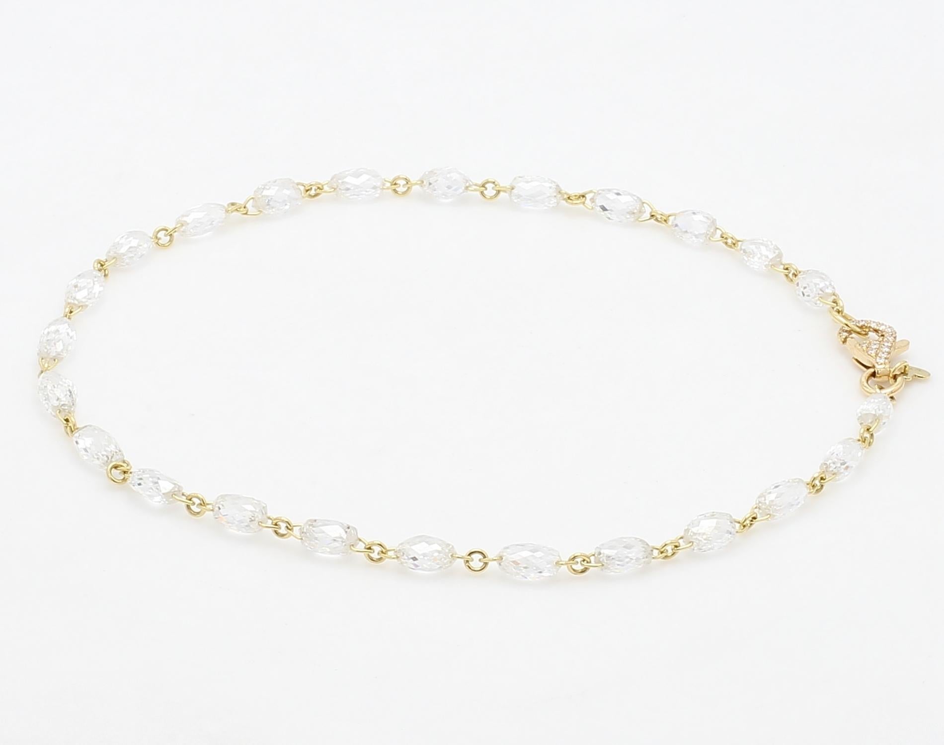 PANIM Diamond Briolette Link Chain 18 Karat Yellow Gold Bracelet For Sale 2