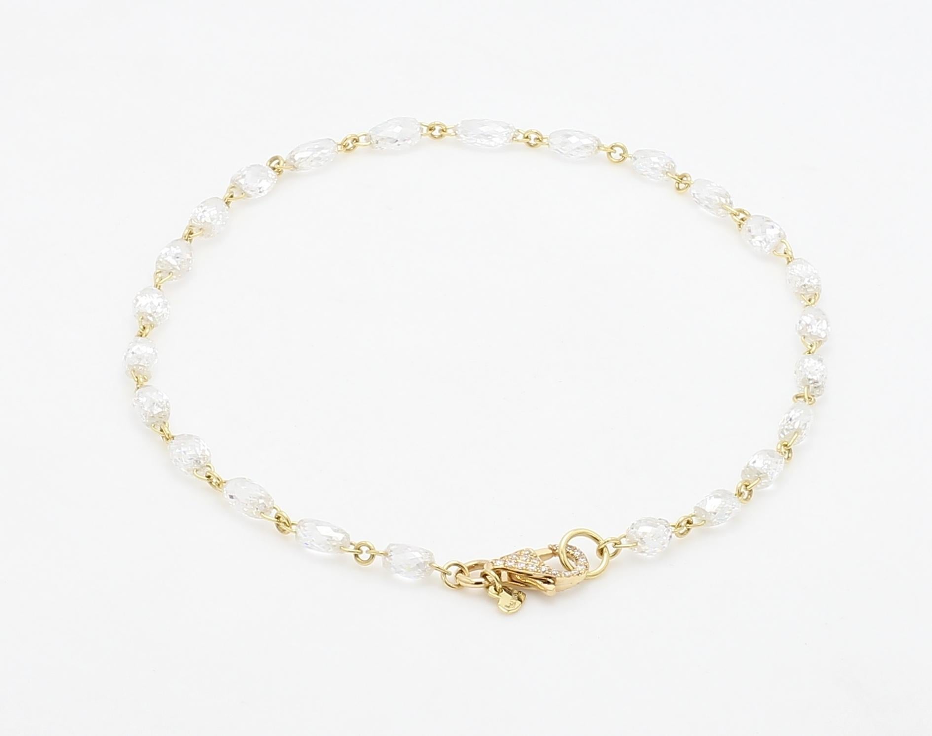 PANIM Diamond Briolette Link Chain 18 Karat Yellow Gold Bracelet For Sale 3