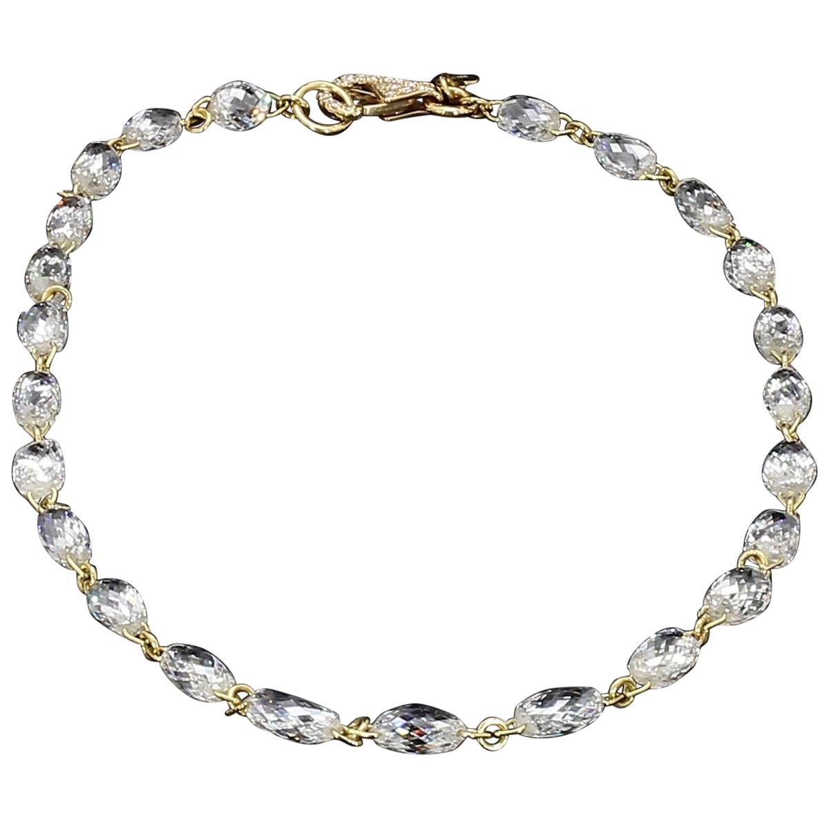 PANIM Diamond Briolette Link Chain 18 Karat Yellow Gold Bracelet