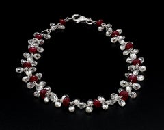 PANIM Diamond Briolette & Ruby 18K White Gold Dangling Bracelet
