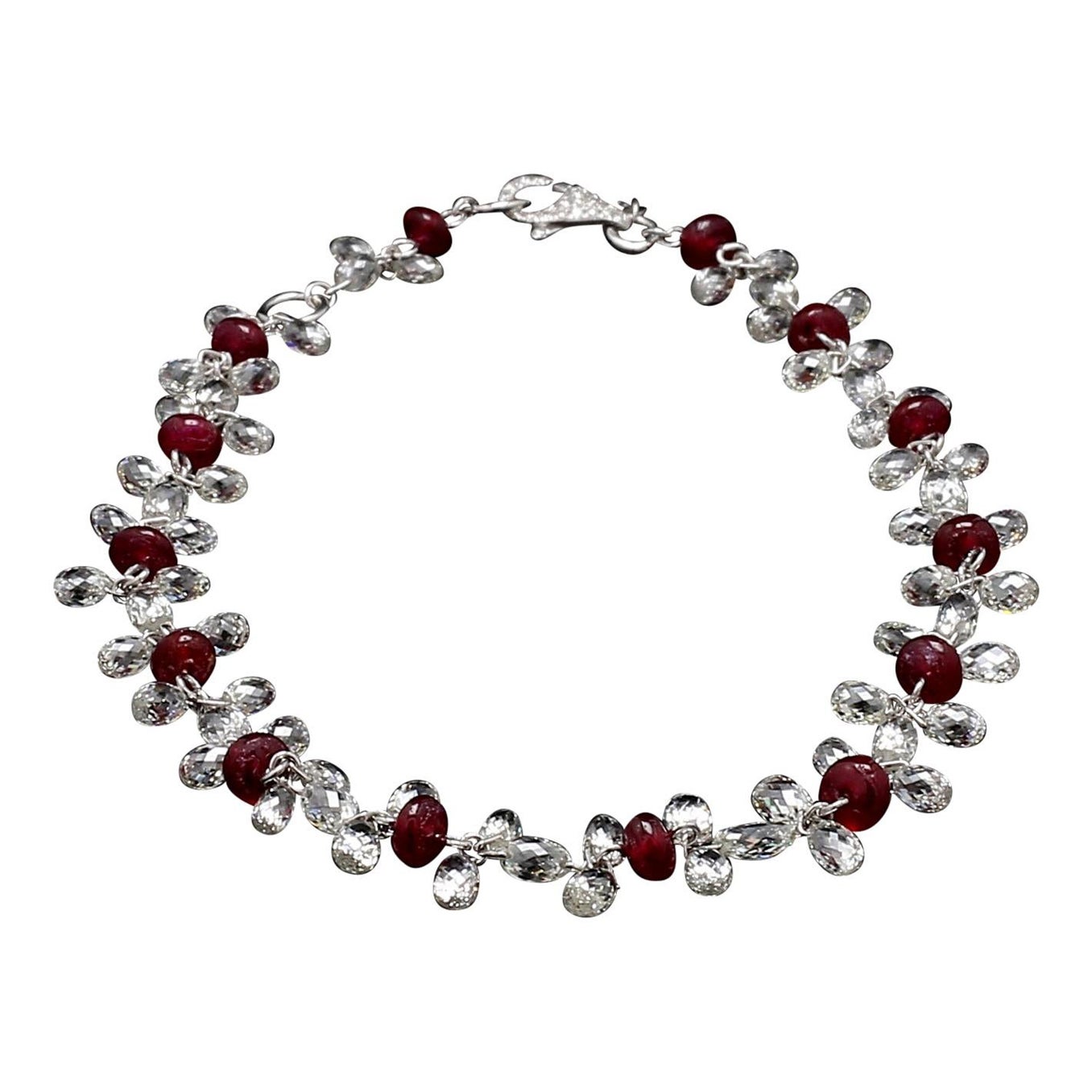 PANIM Bracciale con briolette di diamanti e rubini in oro bianco 18 carati