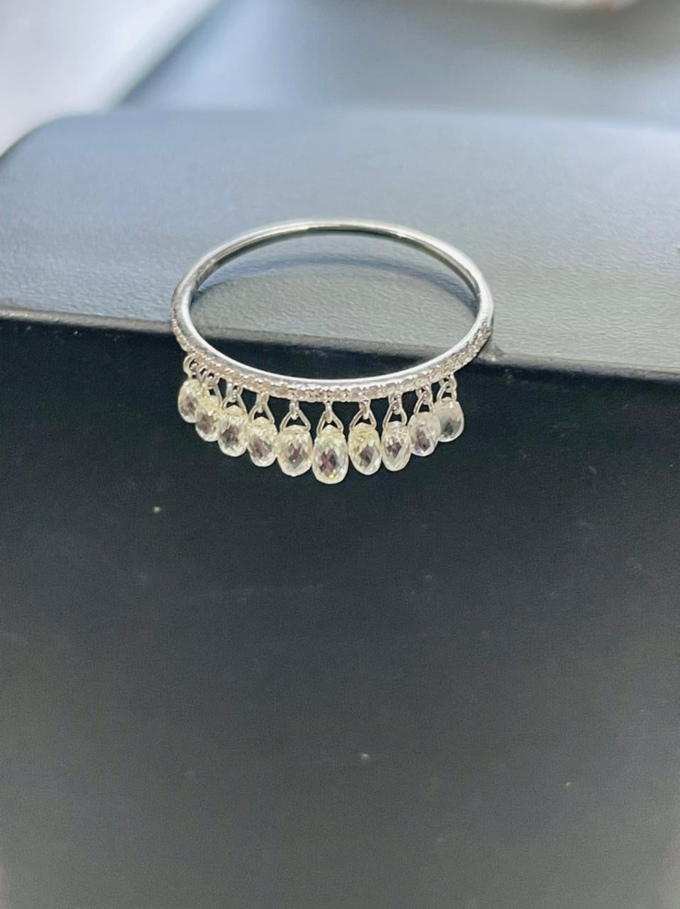 Modern PANIM Diamond Briolettes 18K White Gold Dangling Ring For Sale