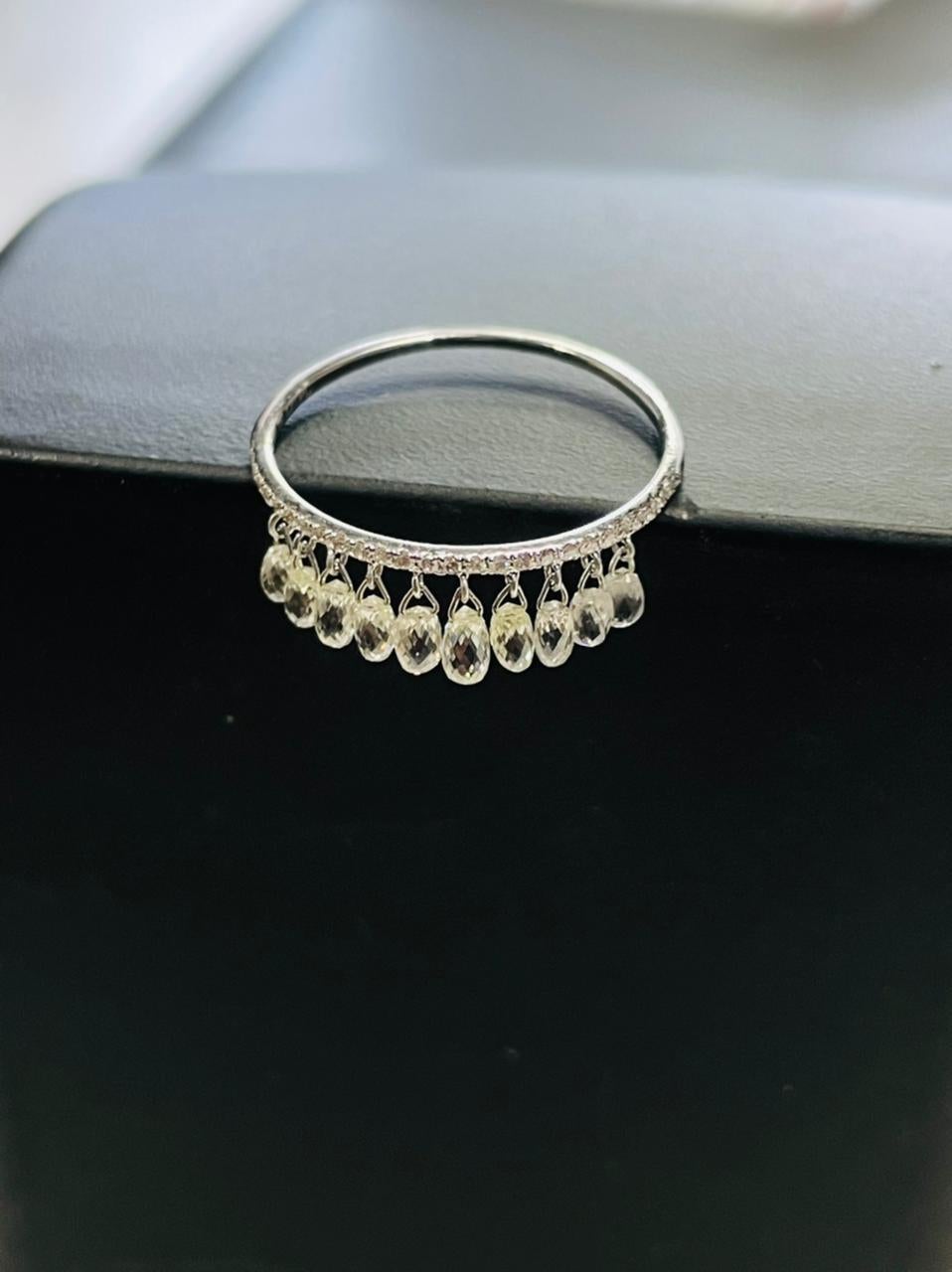 PANIM Diamond Briolettes 18K White Gold Dangling Ring In New Condition For Sale In Tsim Sha Tsui, Hong Kong