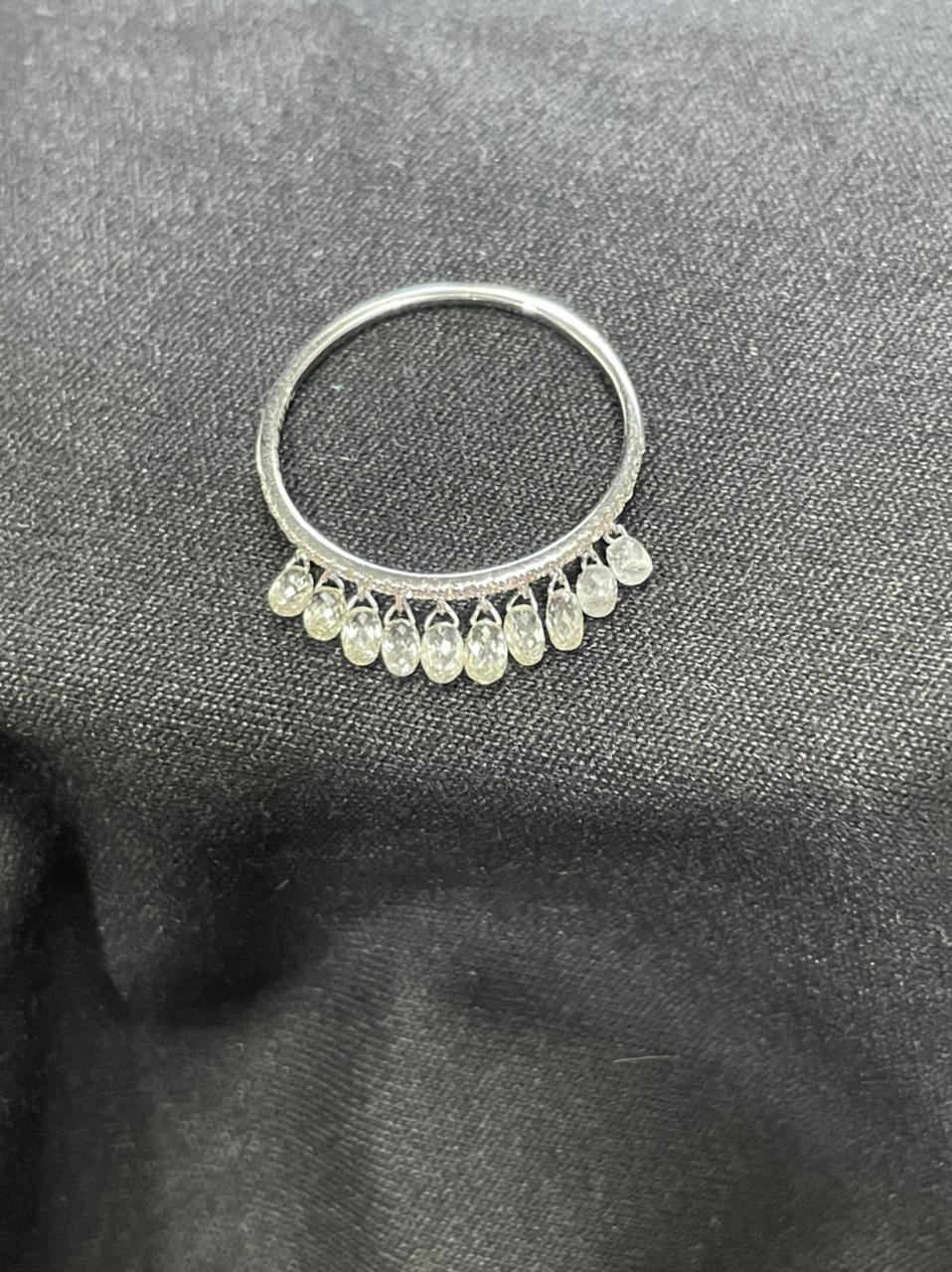 Women's PANIM Diamond Briolettes 18K White Gold Dangling Ring For Sale