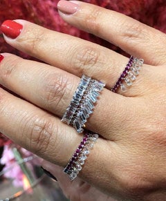 PANIM Diamond Briolettes & Ruby 18k White Gold Dangling Ring