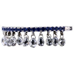 PANIM Diamond Briolettes & Sapphire 18K White Gold Dangling Ring
