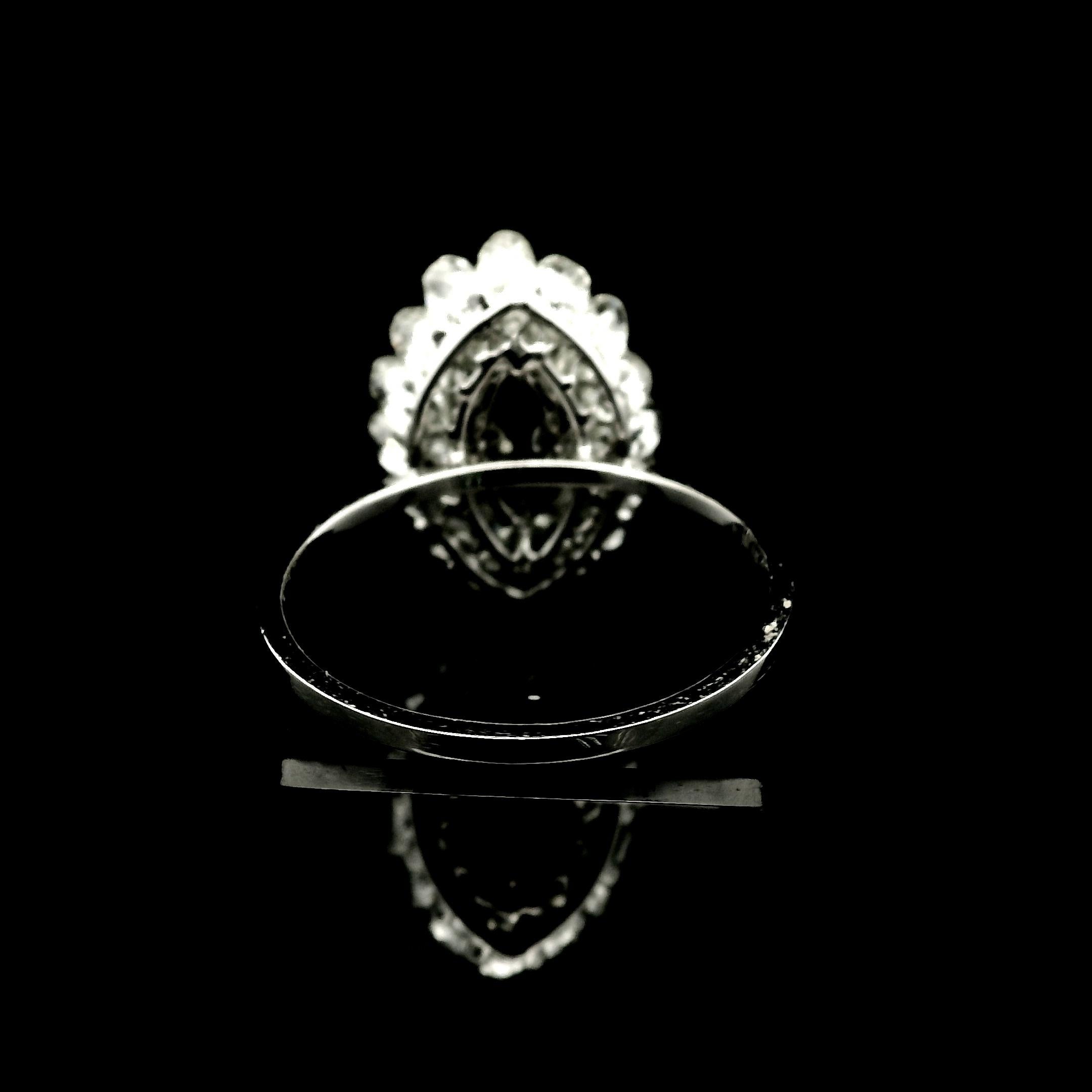 Panim Diamond Marquise & Briolette 18k White Gold Cluster Ring For Sale 2
