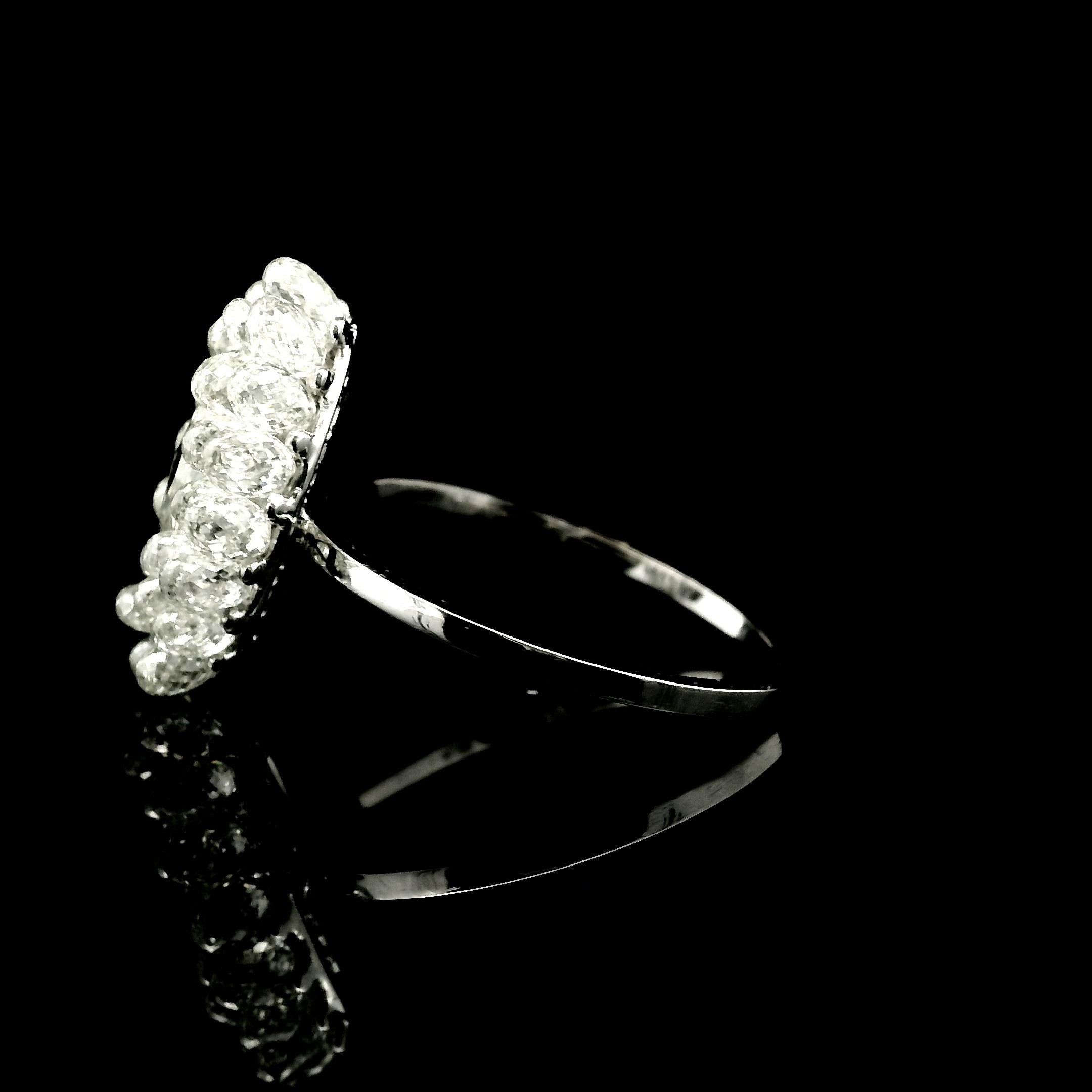 Women's Panim Diamond Marquise & Briolette 18k White Gold Cluster Ring For Sale