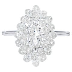 Panim Diamond Marquise & Briolette 18k White Gold Cluster Ring
