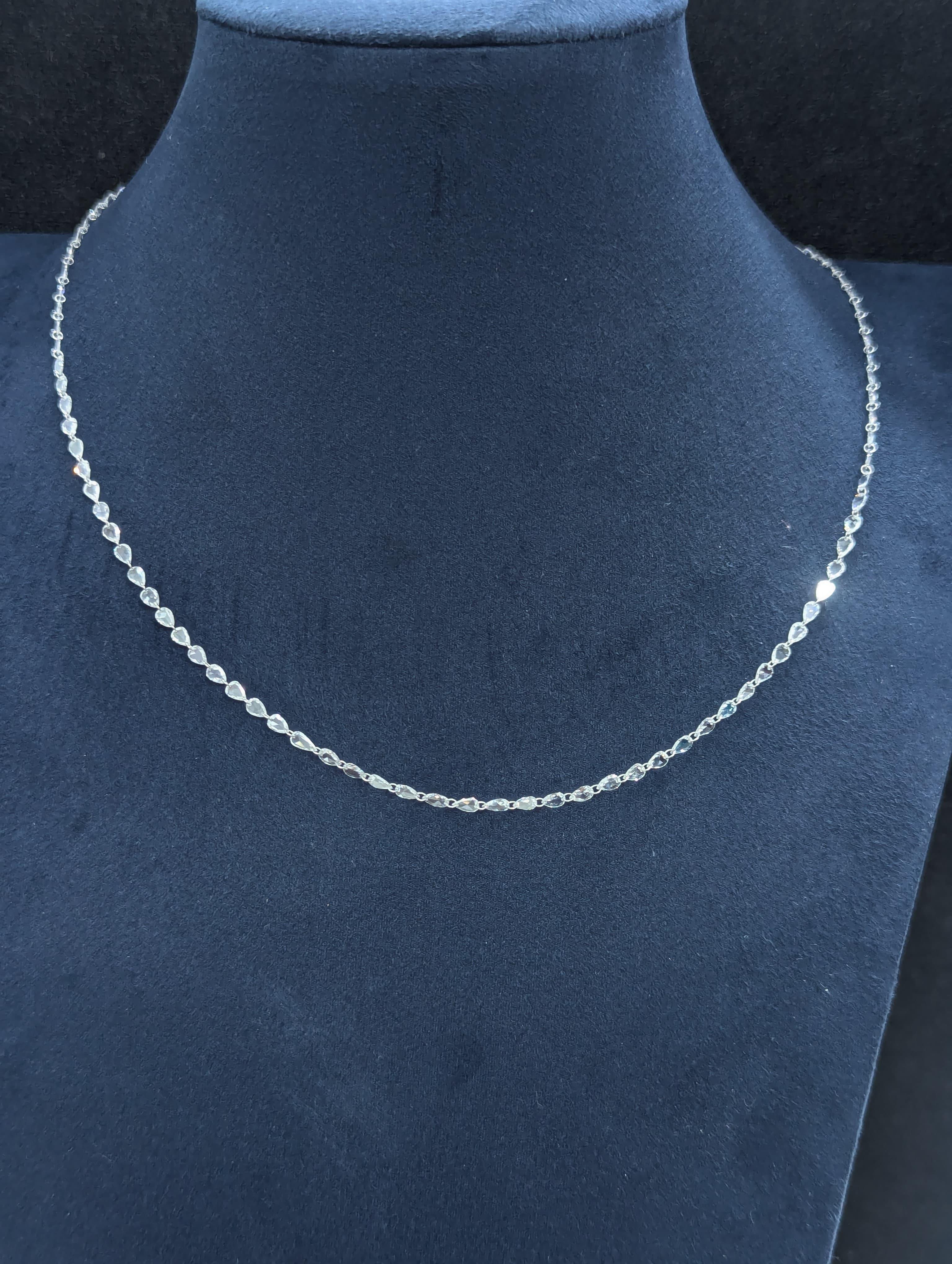 PANIM Diamond Rose cut 5.21Cts Necklace in 18K White Gold For Sale 4