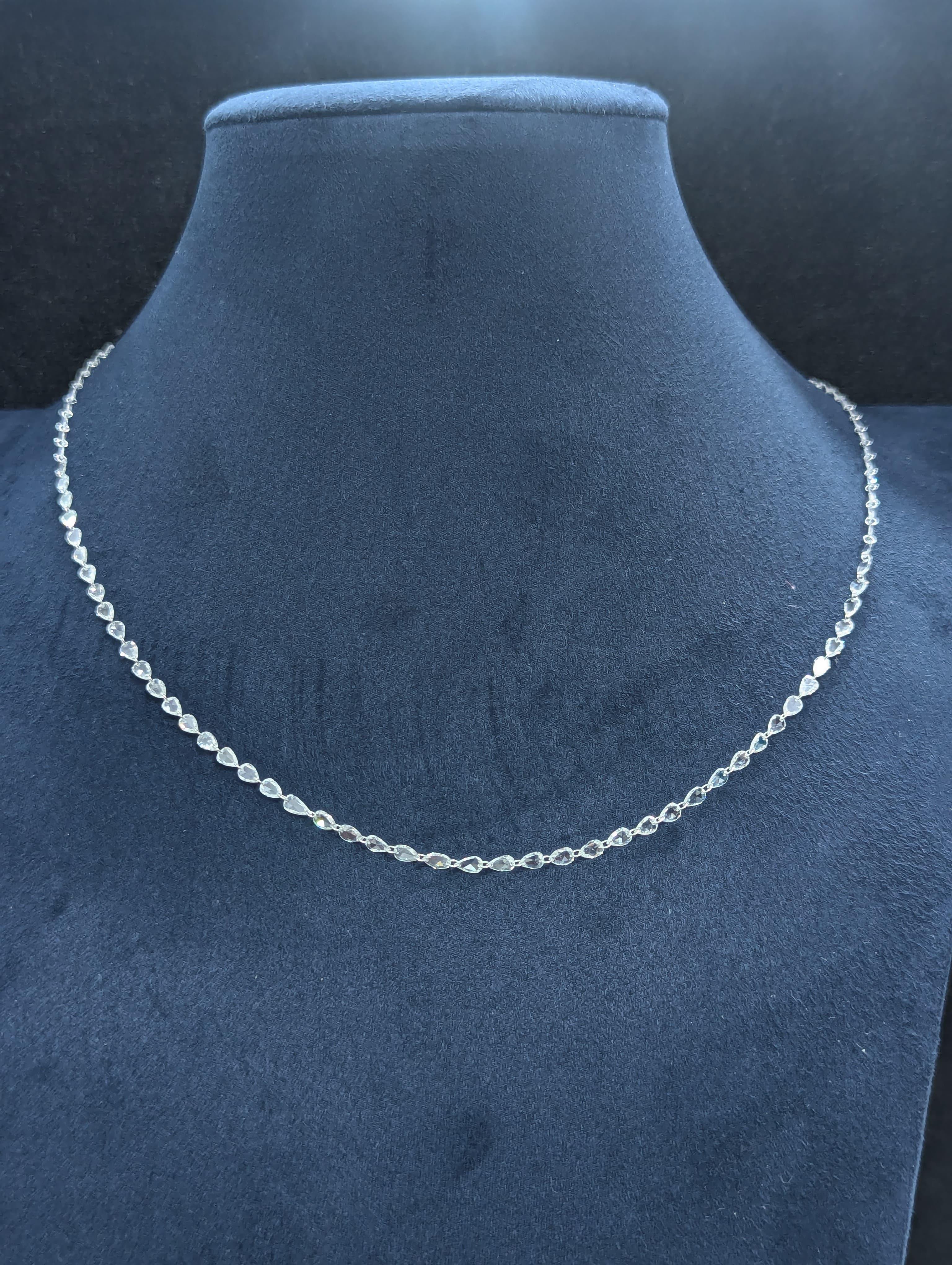 PANIM Diamond Rose cut 5.21Cts Necklace in 18K White Gold For Sale 5