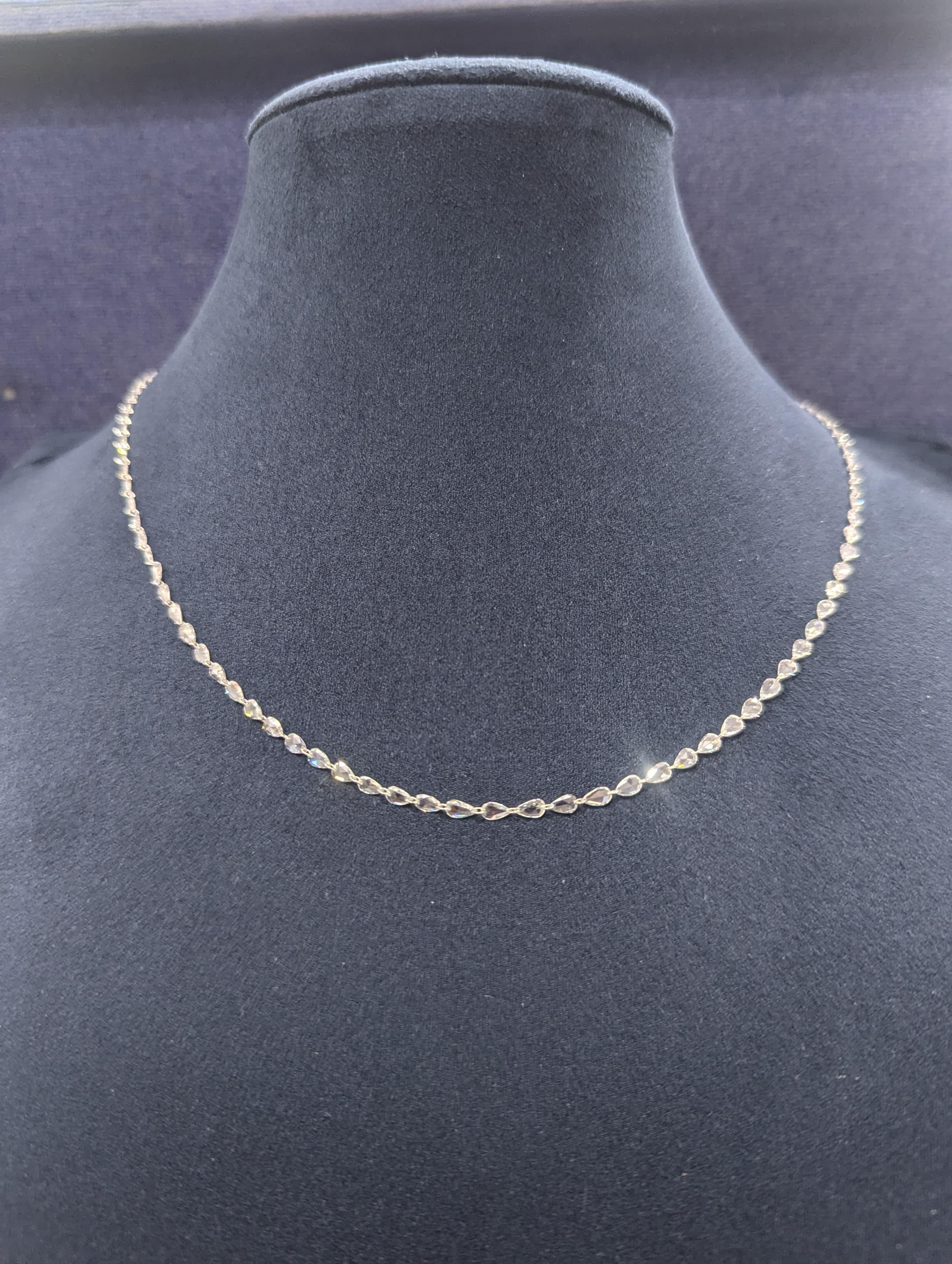 PANIM Diamond Rose cut 5.21Cts Necklace in 18K White Gold For Sale 6