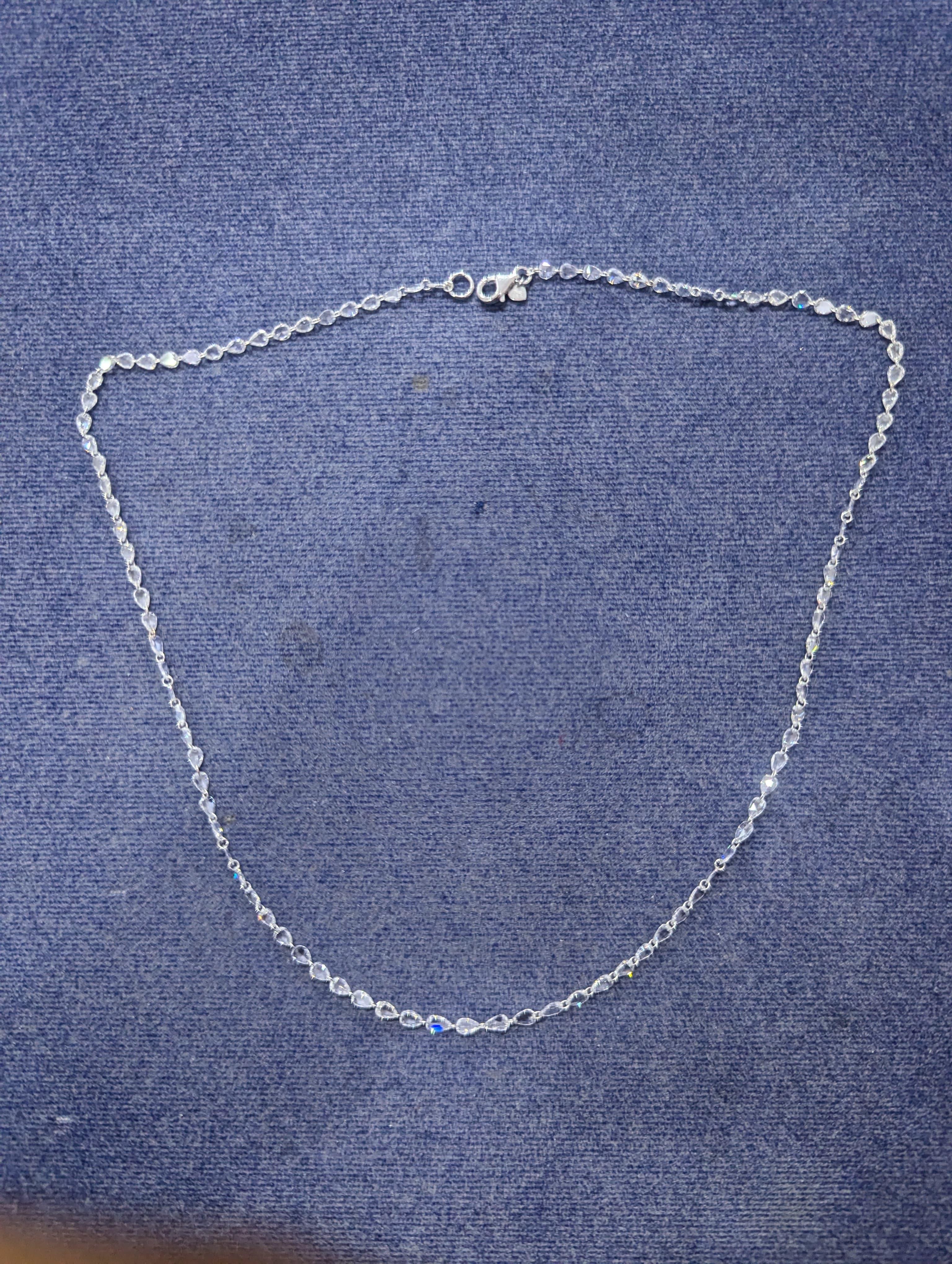 PANIM Diamond Rose cut 5.21Cts Necklace in 18K White Gold For Sale 7