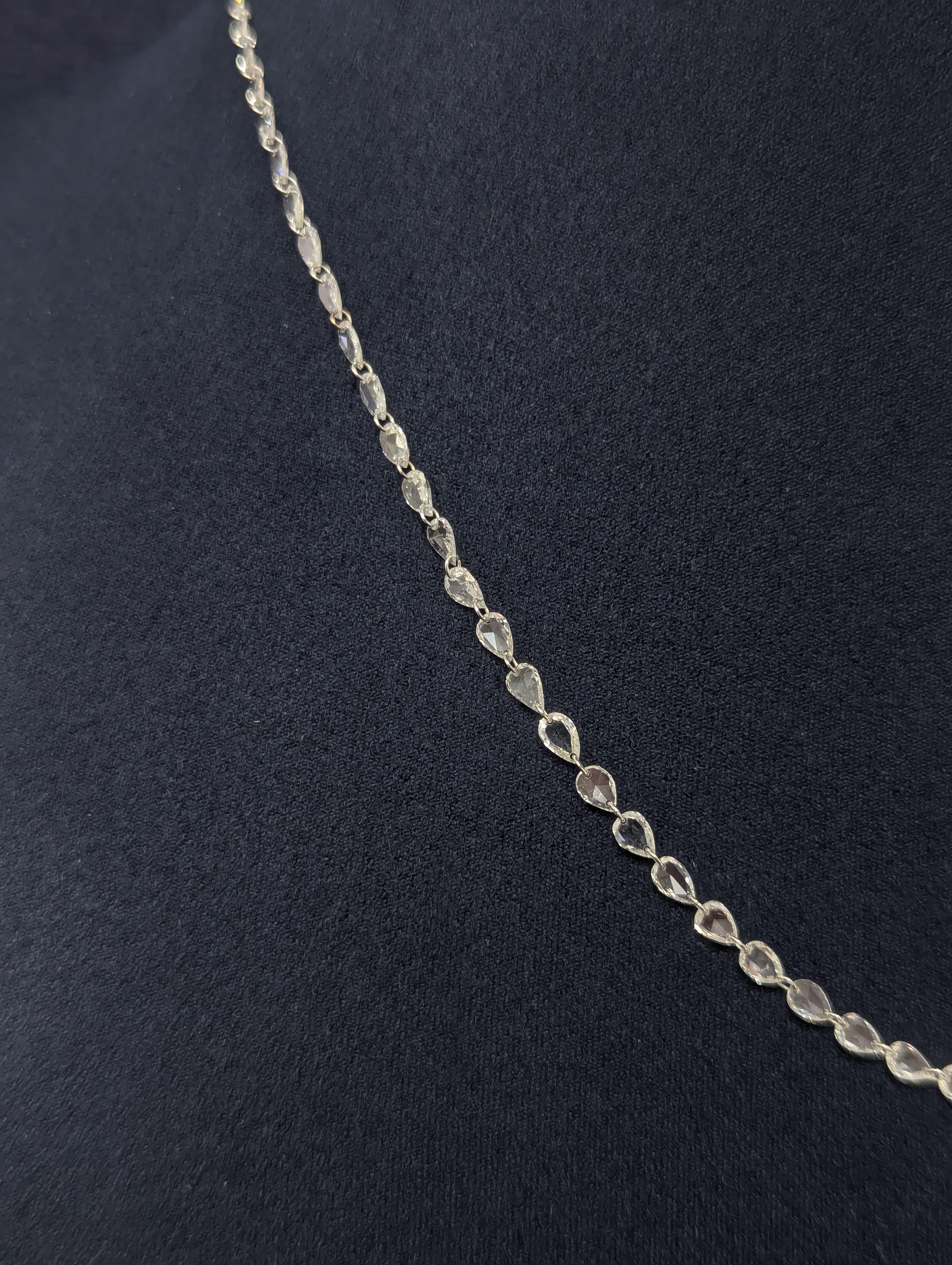 PANIM Diamond Rose cut 5.21Cts Necklace in 18K White Gold In New Condition For Sale In Tsim Sha Tsui, Hong Kong