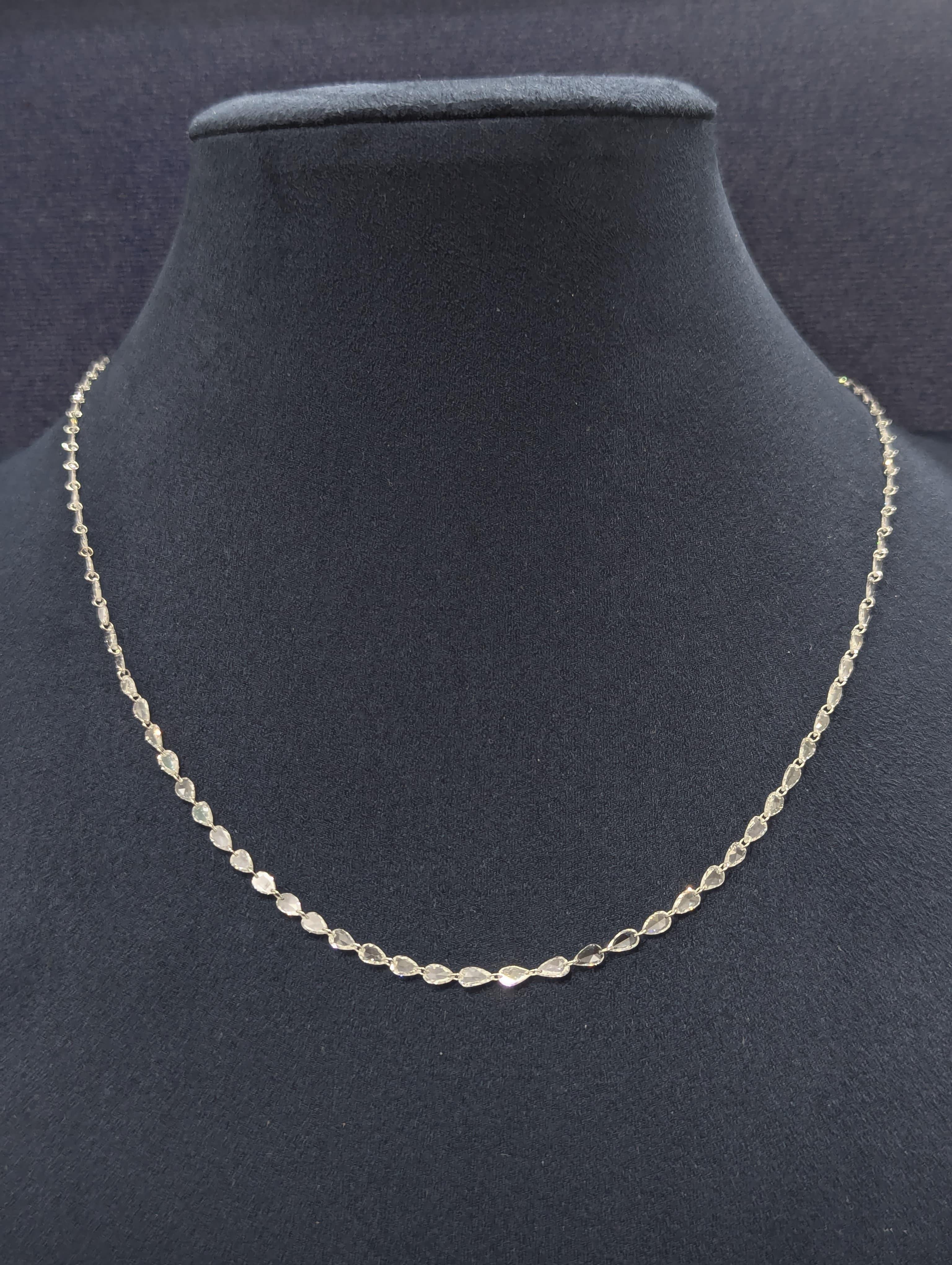 Women's PANIM Diamond Rose cut 5.21Cts Necklace in 18K White Gold For Sale