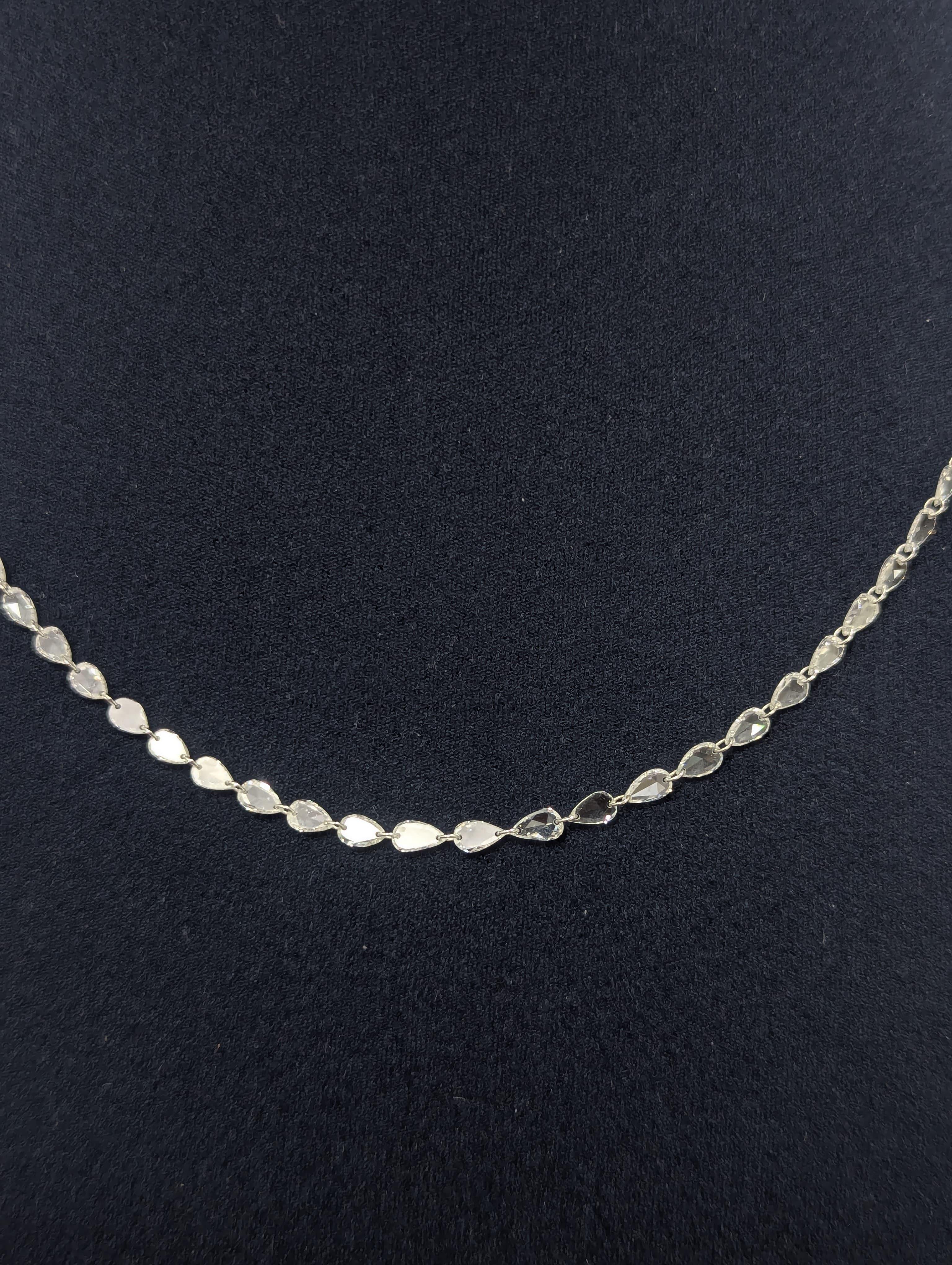 PANIM Diamond Rose cut 5.21Cts Necklace in 18K White Gold For Sale 1