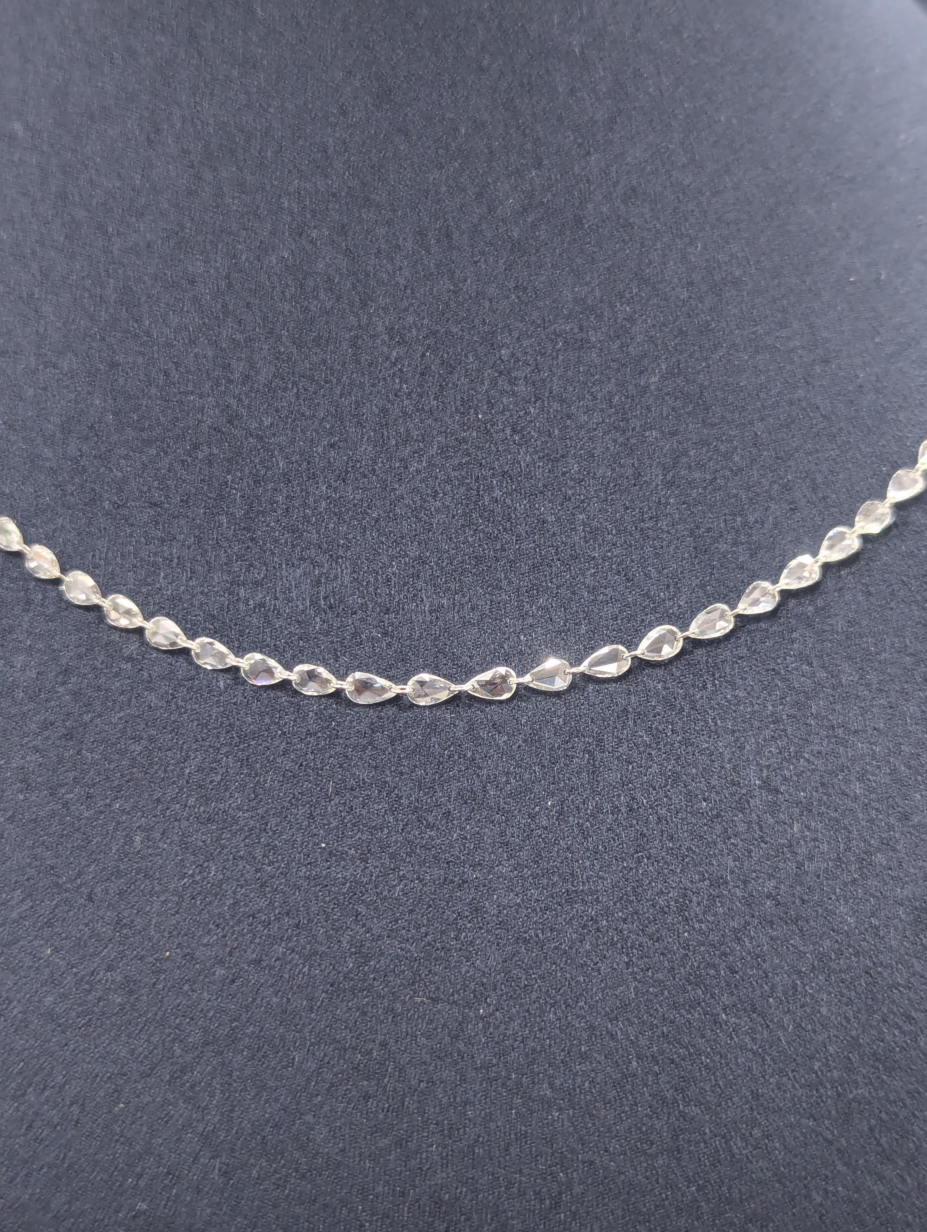 PANIM Diamond Rose cut 5.21Cts Necklace in 18K White Gold For Sale 2