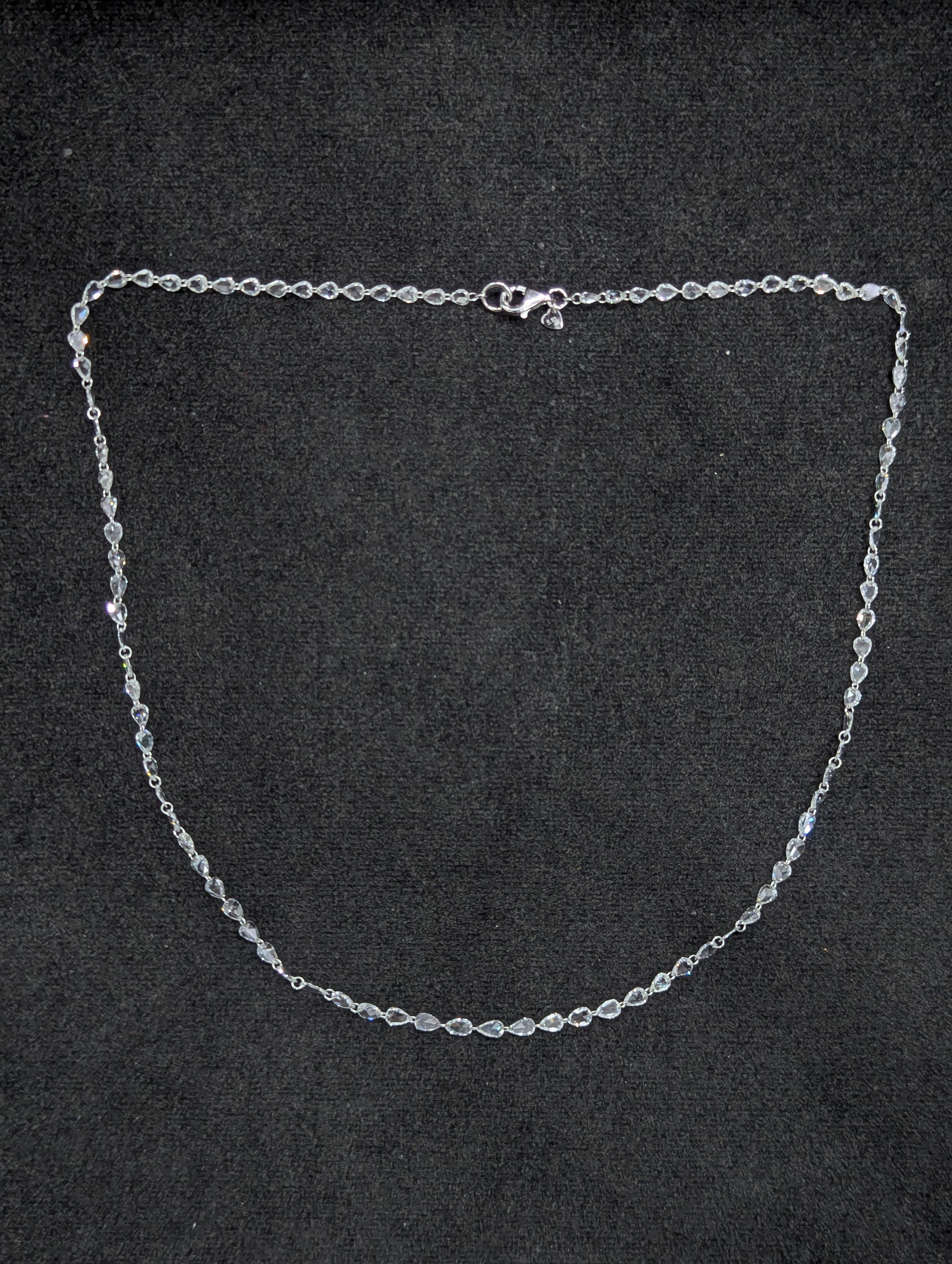 PANIM Diamond Rose cut 5.21Cts Necklace in 18K White Gold For Sale 3