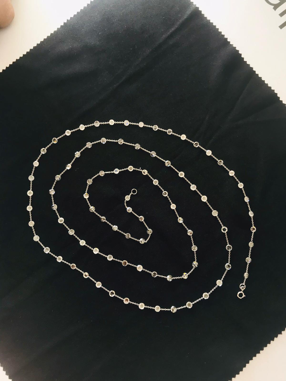 Modern PANIM 9 Carats Diamond Rosecut 18k White Gold Necklace For Sale