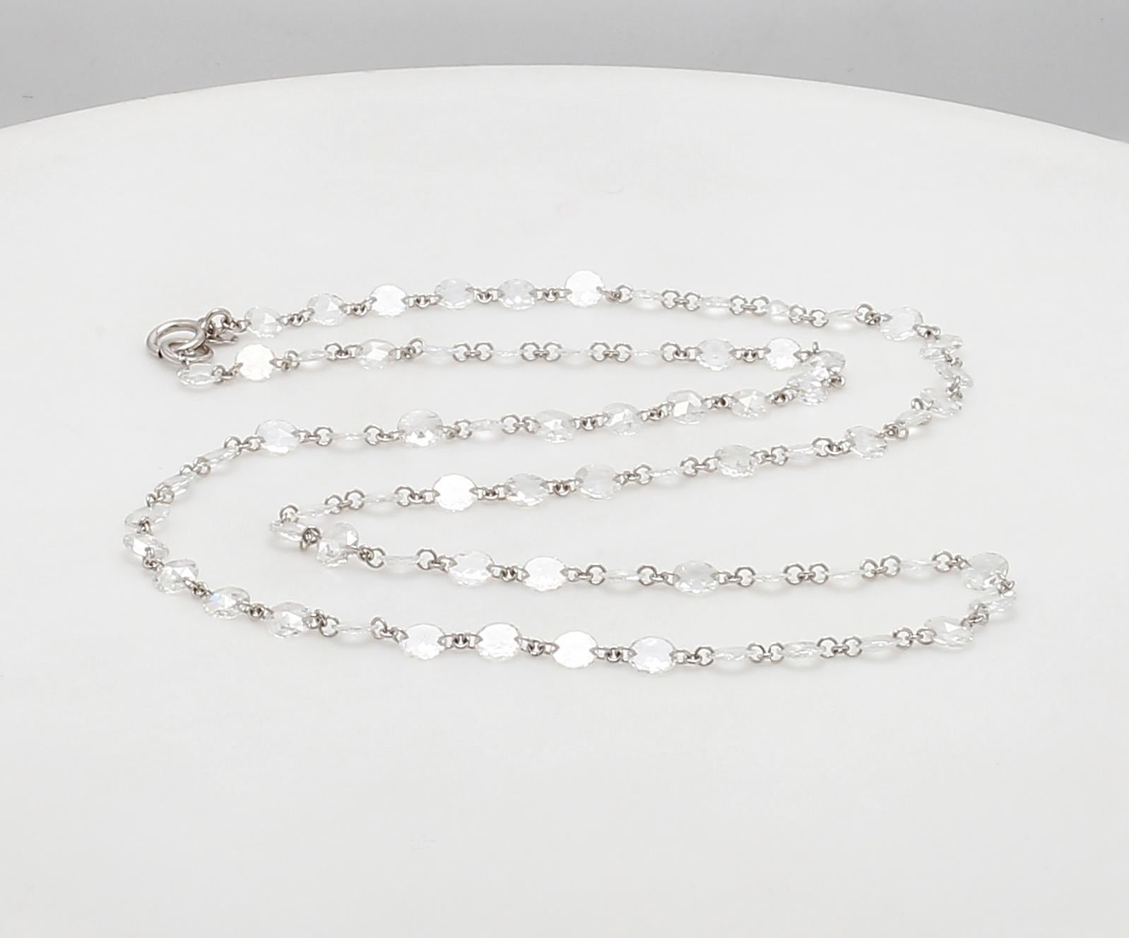 Modern PANIM Diamond Rosecut 18k White Gold Choker Necklace For Sale