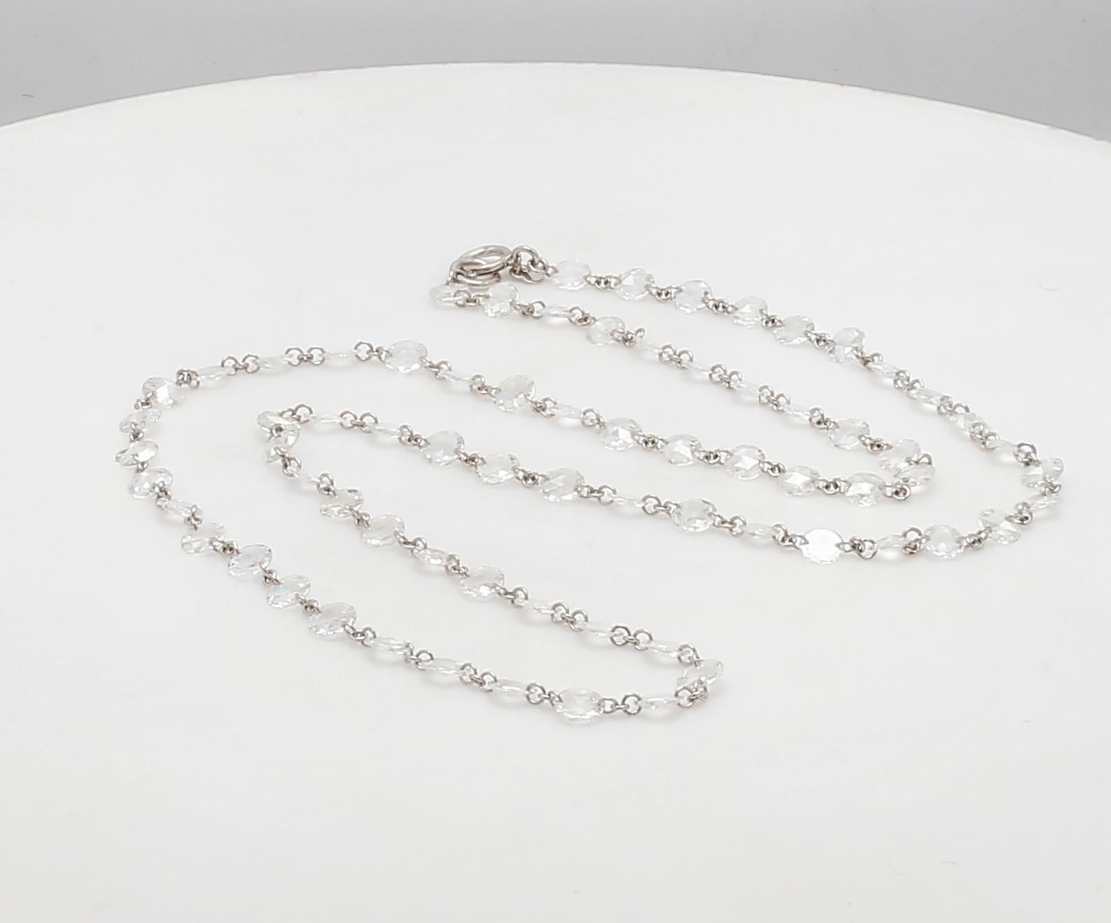 Rose Cut PANIM Diamond Rosecut 18k White Gold Choker Necklace For Sale
