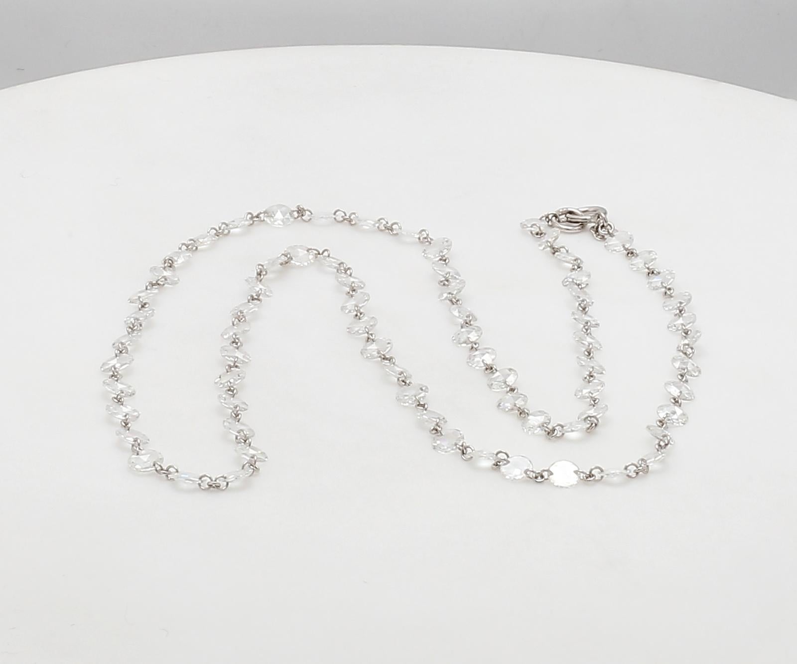 PANIM Diamond Rosecut 18k White Gold Choker Necklace In New Condition For Sale In Tsim Sha Tsui, Hong Kong