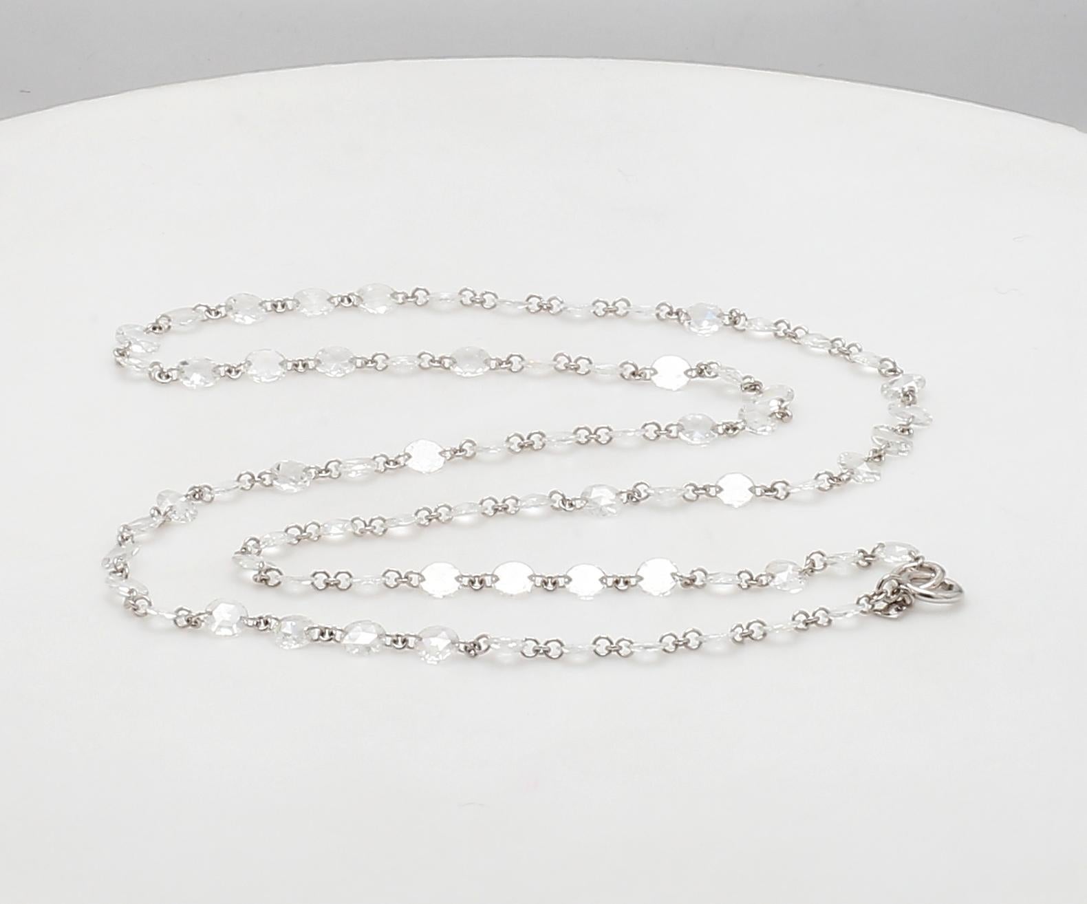 Women's or Men's PANIM Diamond Rosecut 18k White Gold Choker Necklace For Sale