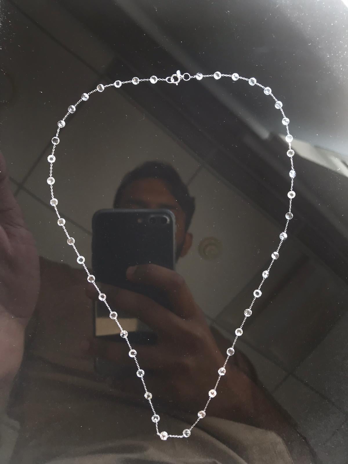 Modern PANIM  Diamond Rosecut 18k White Gold Choker Necklace For Sale