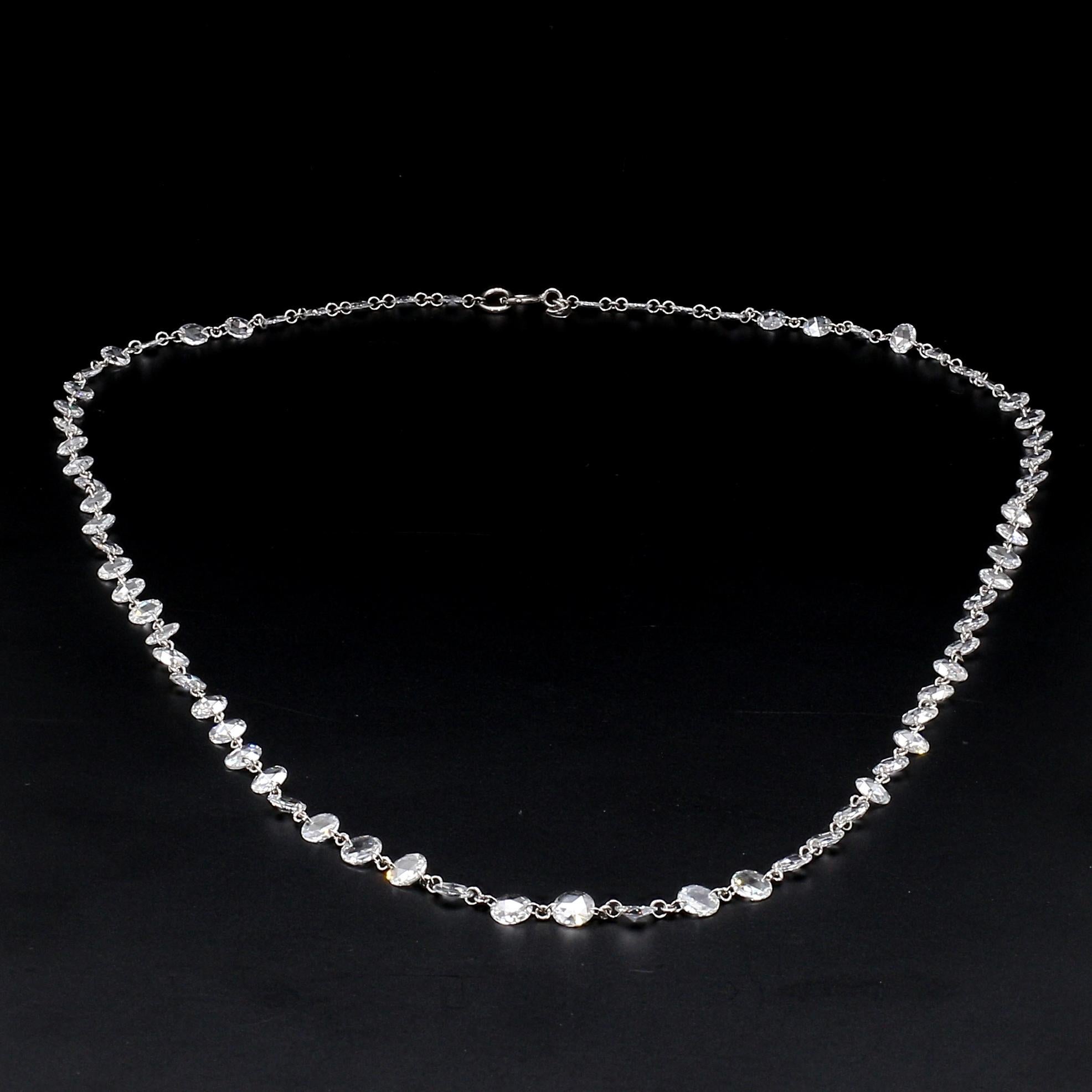 PANIM Diamond Rosecut 18k White Gold Choker Necklace For Sale 3