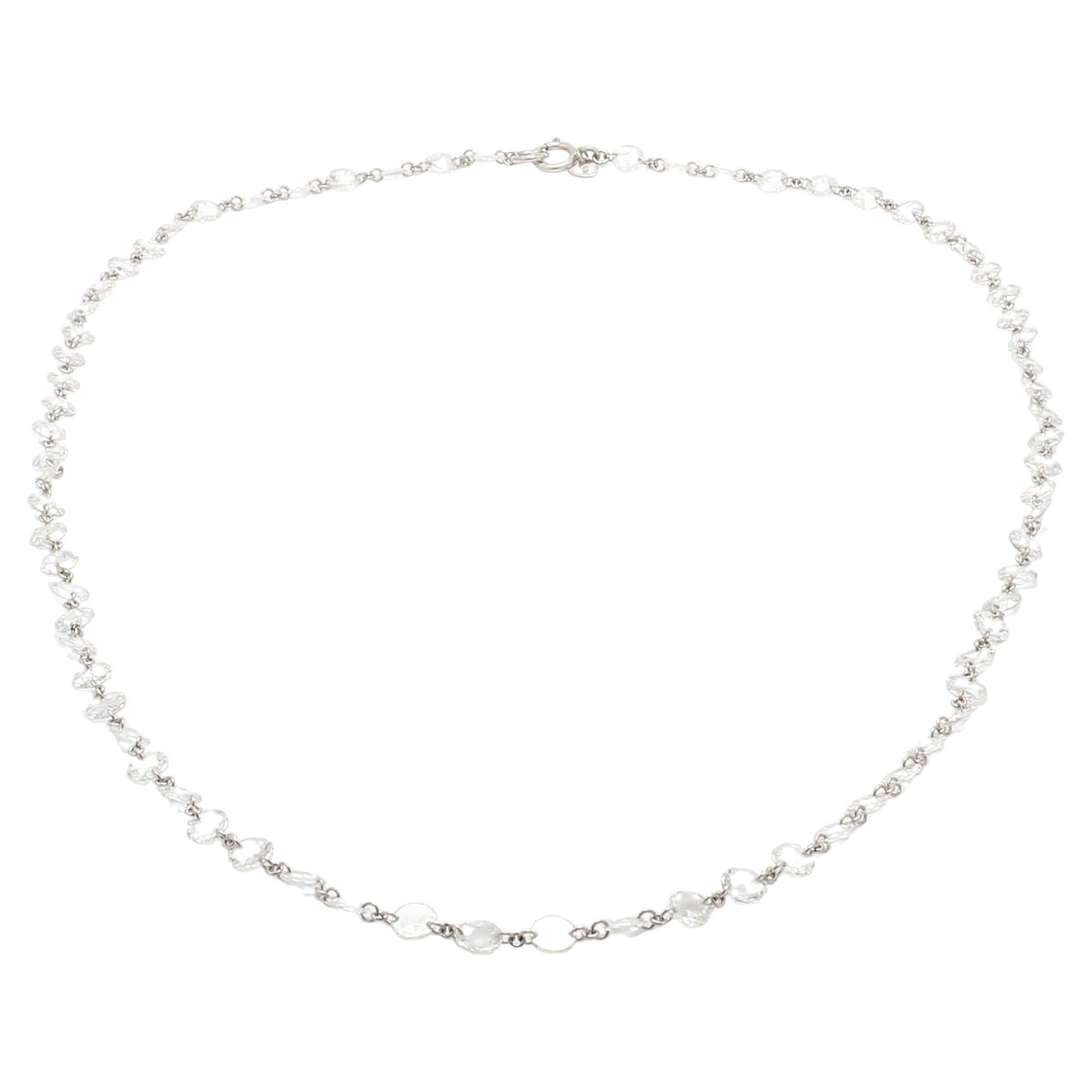 PANIM Diamond Rosecut 18k White Gold Choker Necklace For Sale