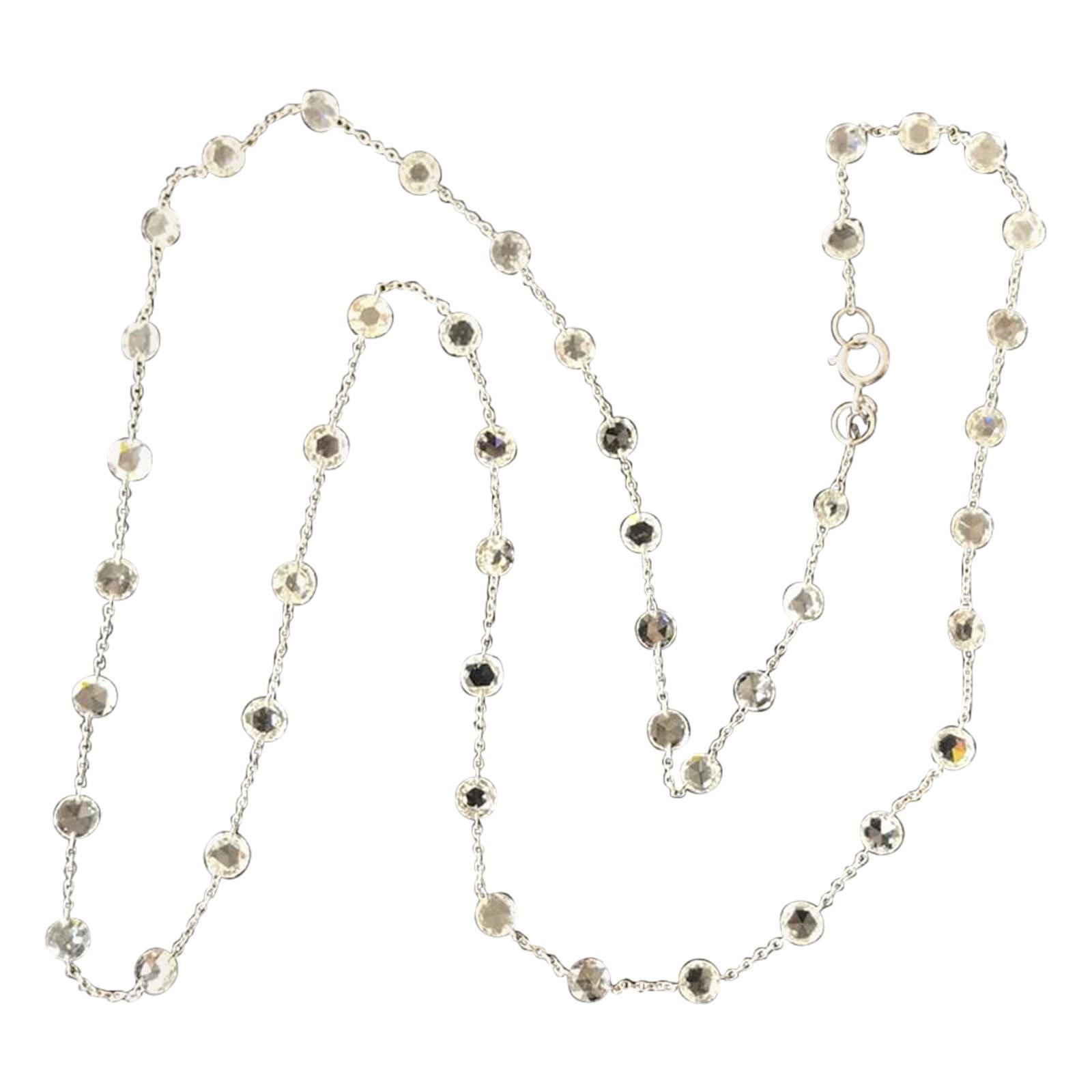 Panim Diamond Rosecut 18k White Gold Choker Necklace